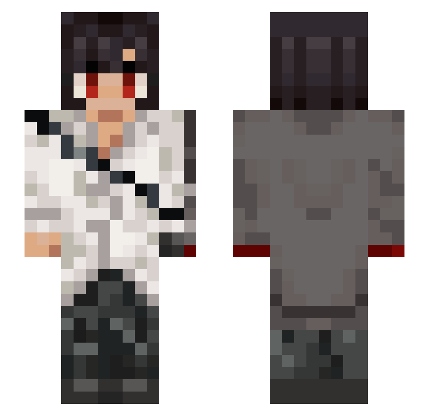 spiralism Minecraft skin, front and back view