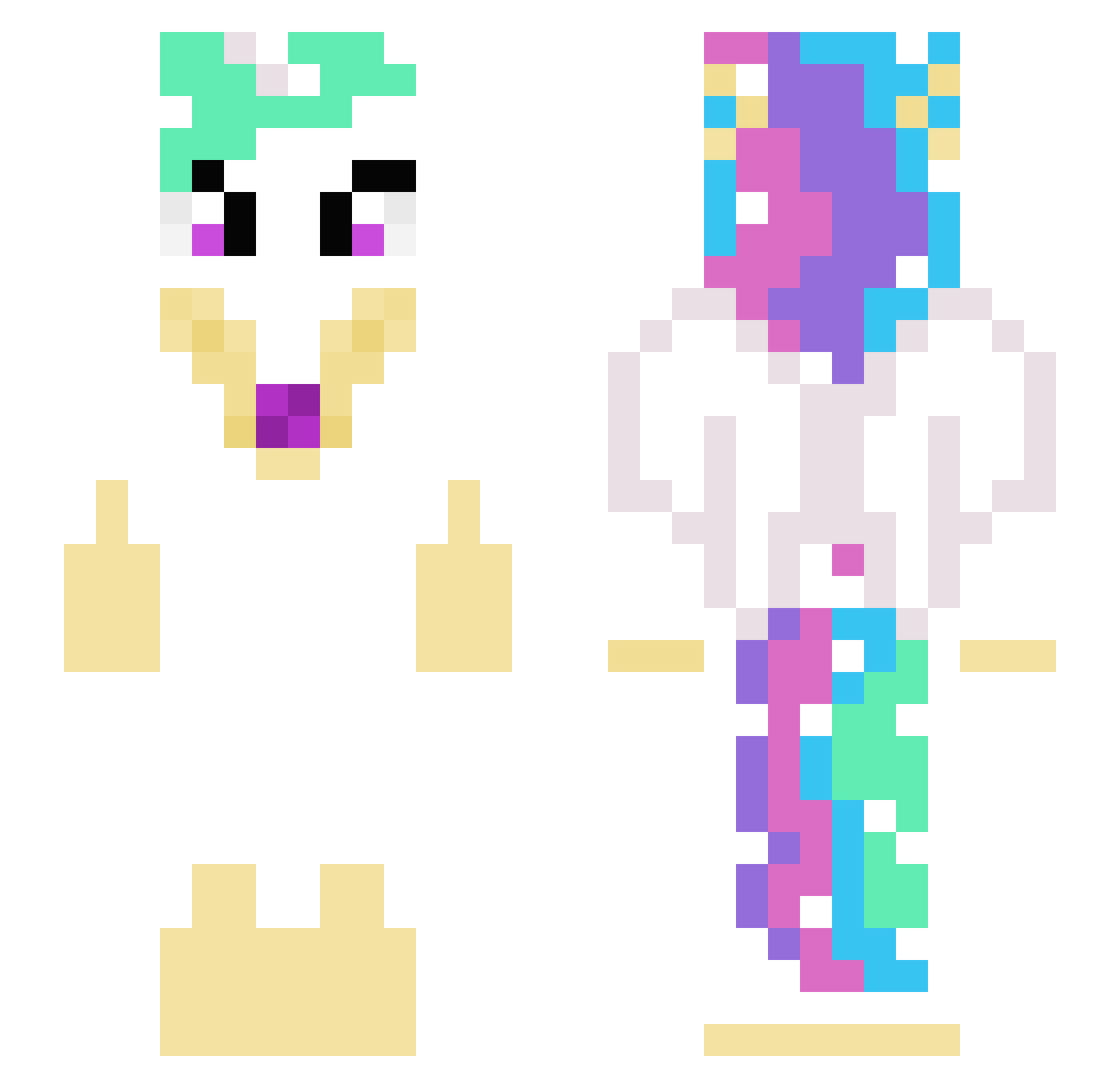 Nephilinae Minecraft skin, front and back view