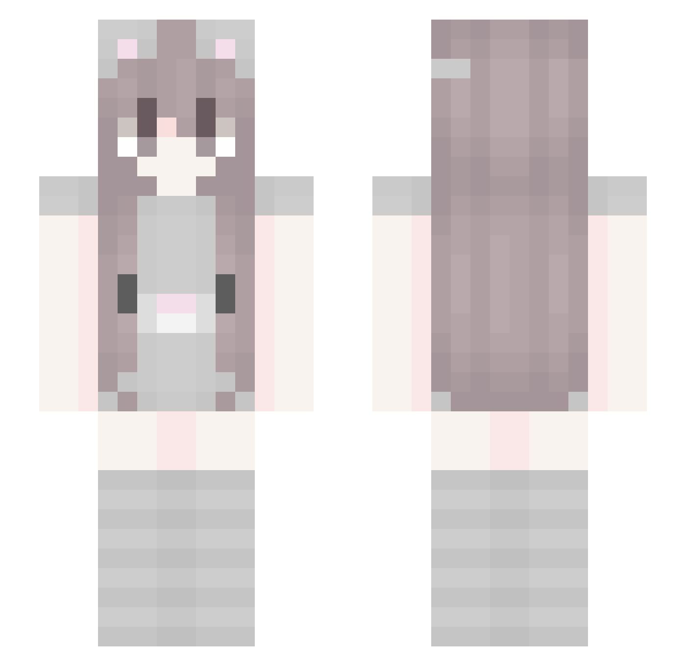Riiuku Minecraft skin, front and back view