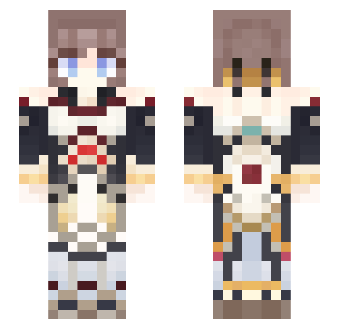 Nzx6 Minecraft skin, front and back view