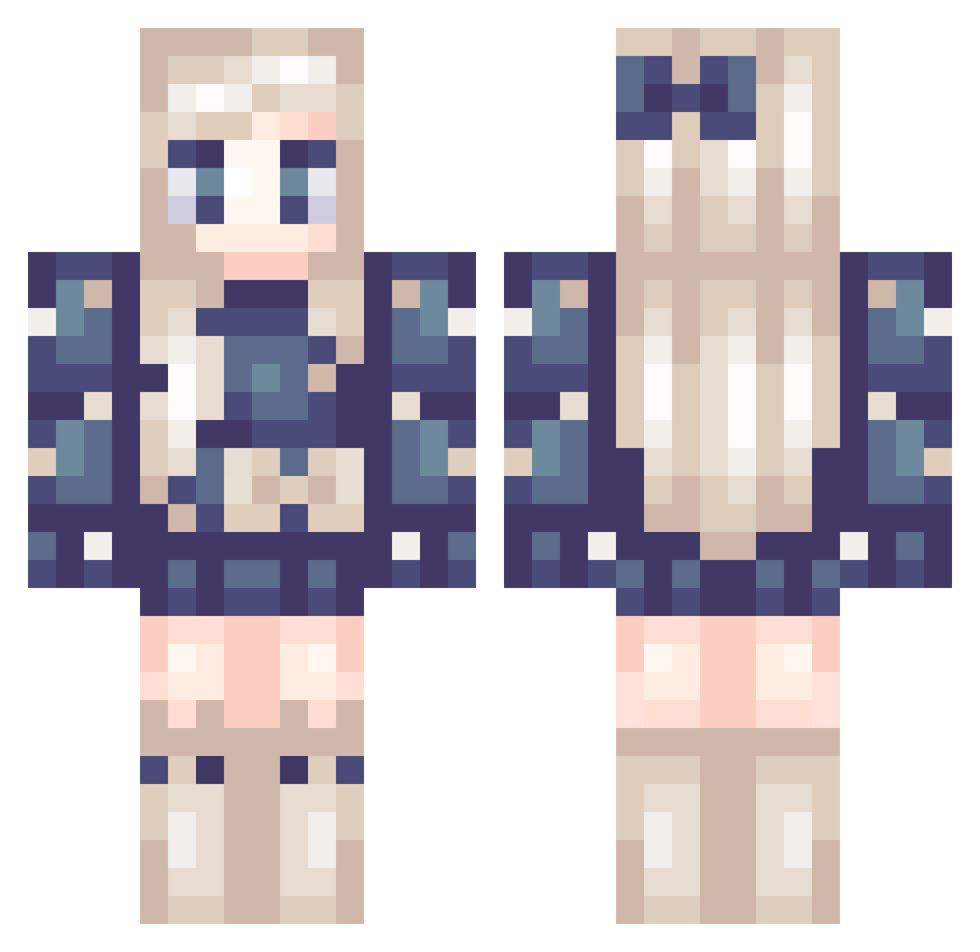 Vesperiiah Minecraft skin, front and back view
