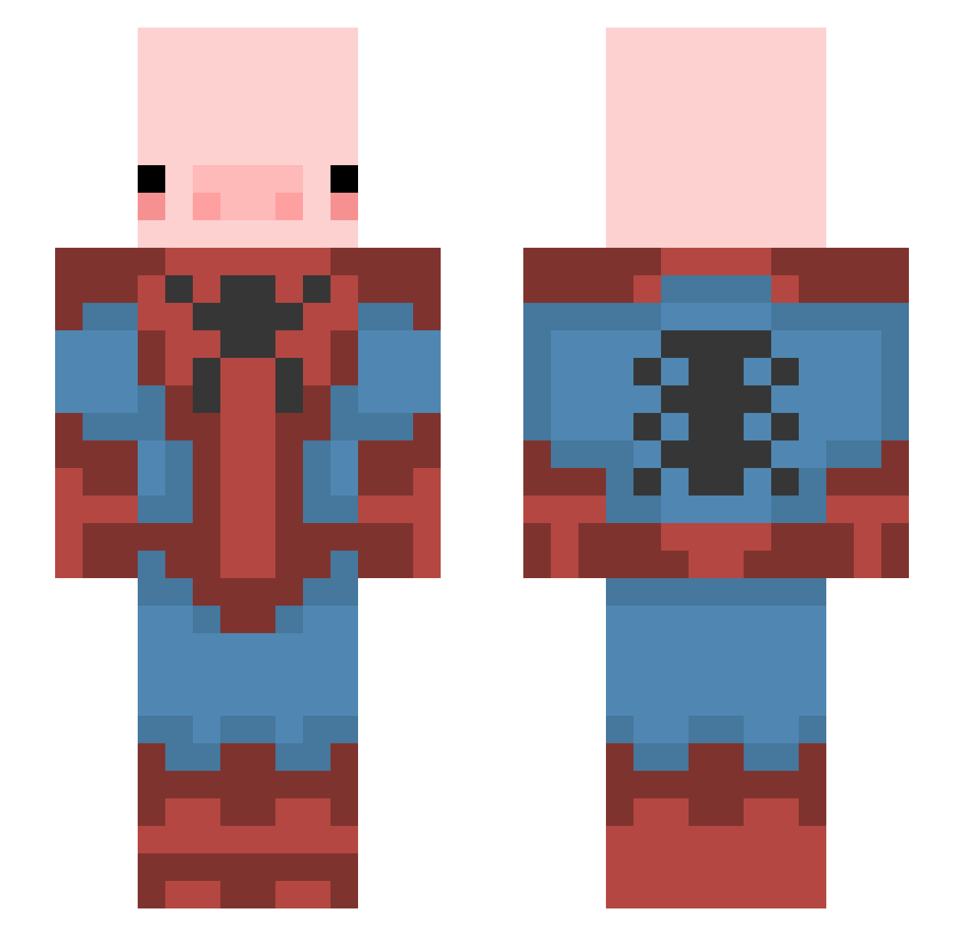 VillaBankz Minecraft skin, front and back view