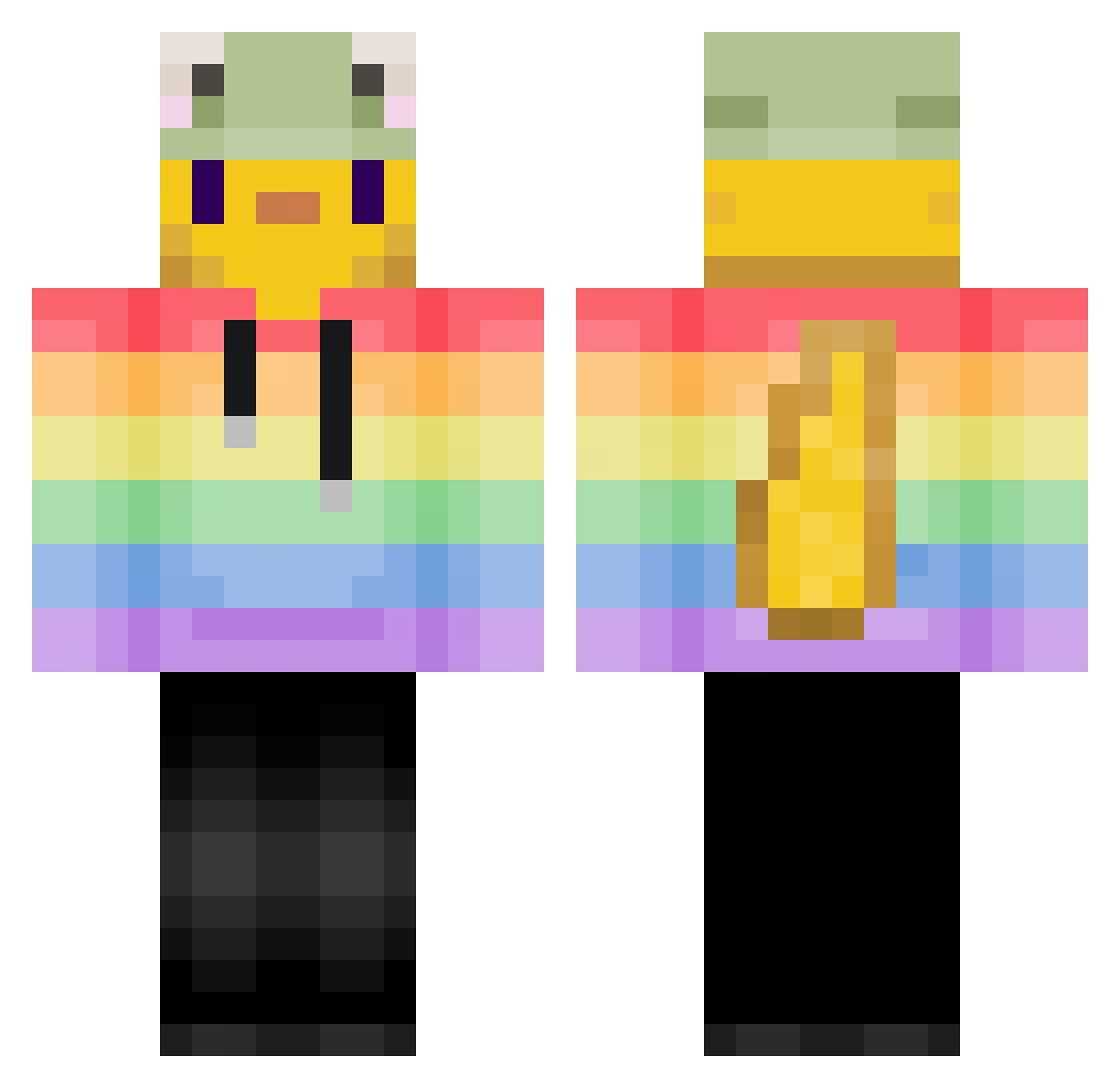 Toastanator Minecraft skin, front and back view