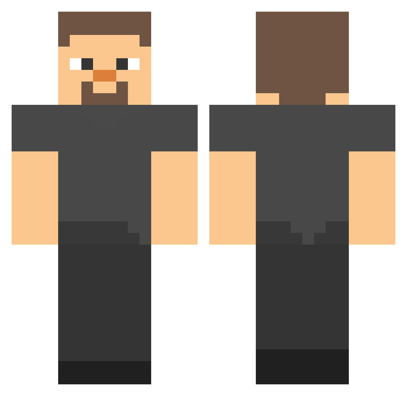 Vinjo Minecraft skin, front and back view