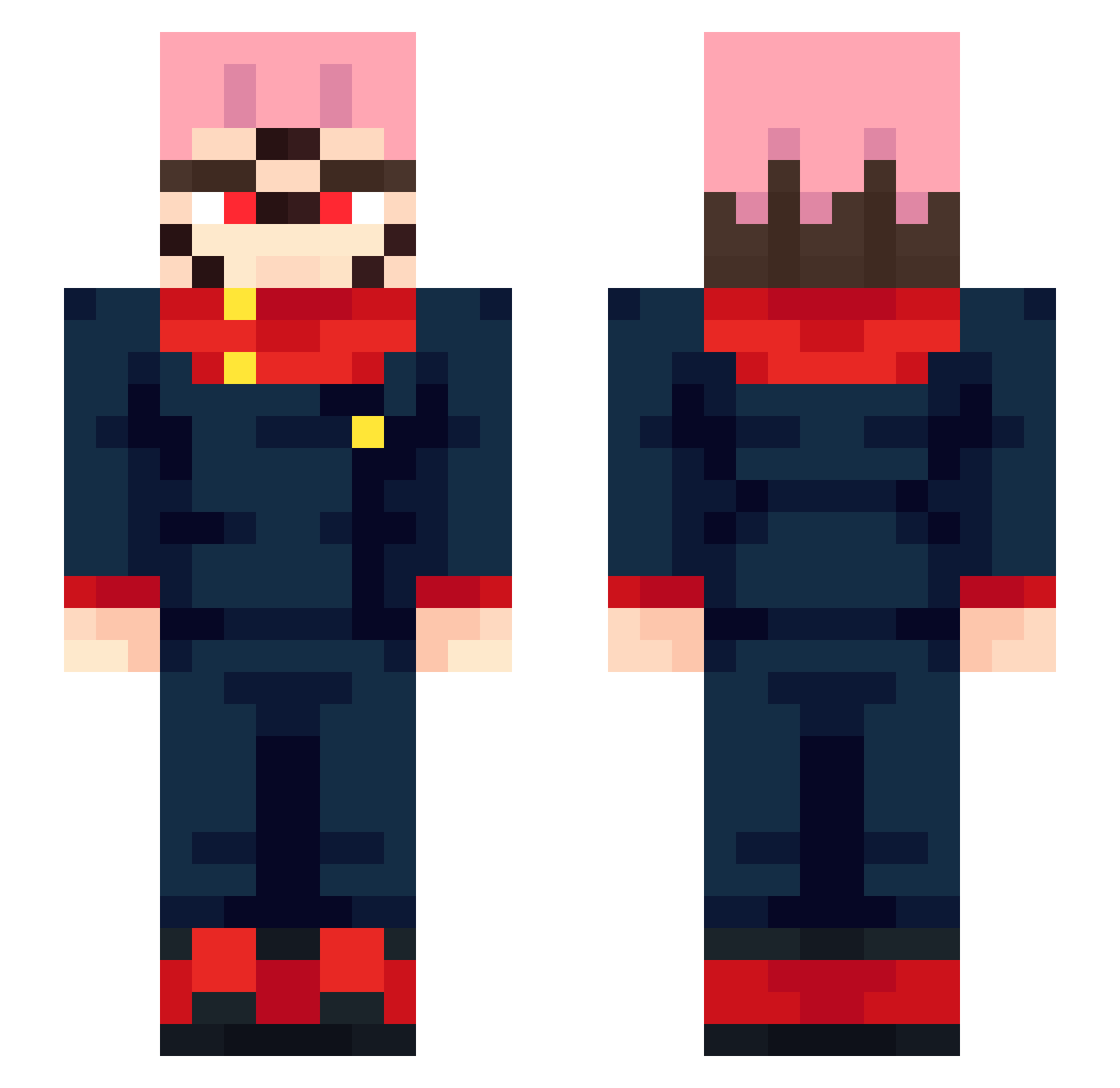 Shikker Minecraft skin, front and back view