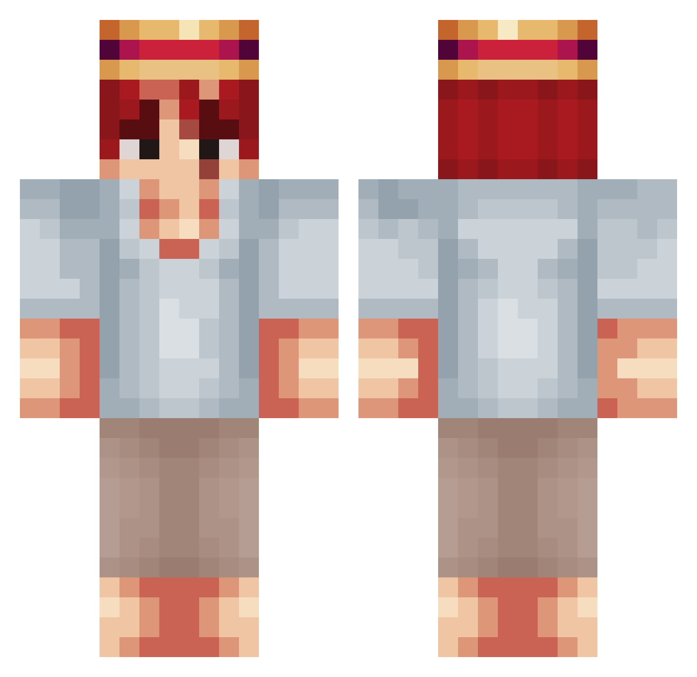 Flacko122 Minecraft skin, front and back view