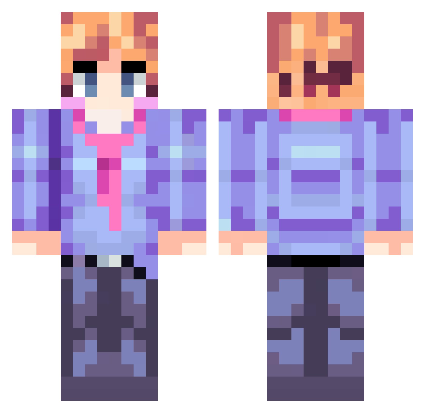 Pupmasterflash Minecraft skin, front and back view