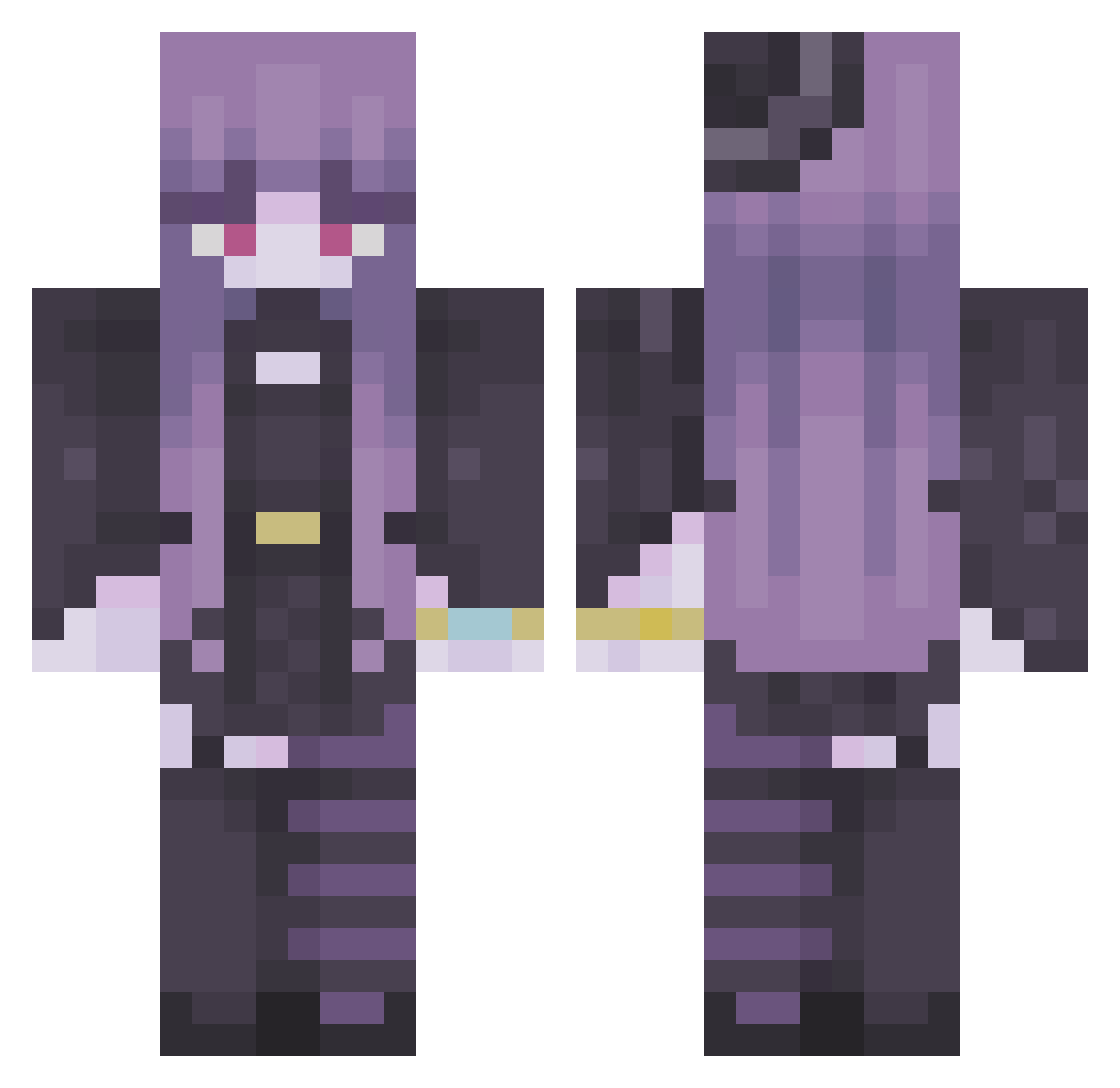3mpr3ss Minecraft skin, front and back view