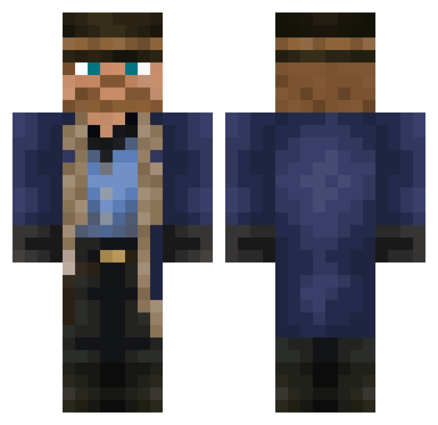 Arthur_Morgan Minecraft skin, front and back view
