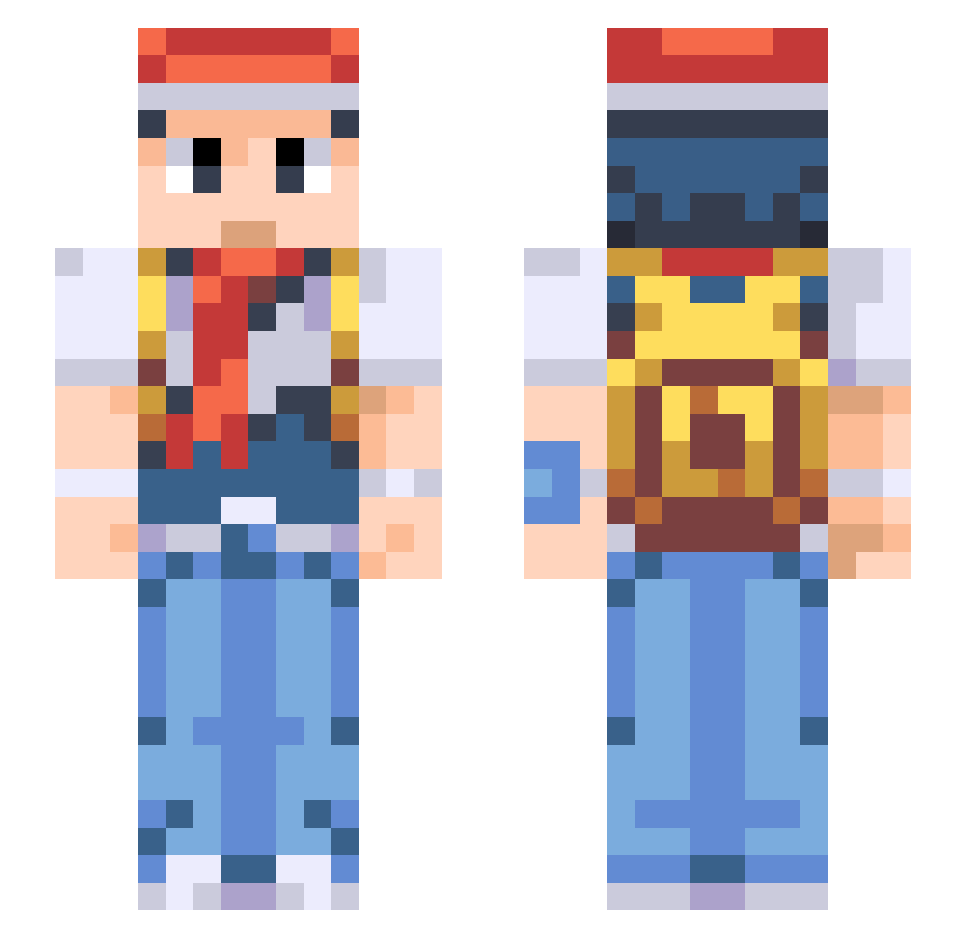 SOYCLAUDINI Minecraft skin, front and back view