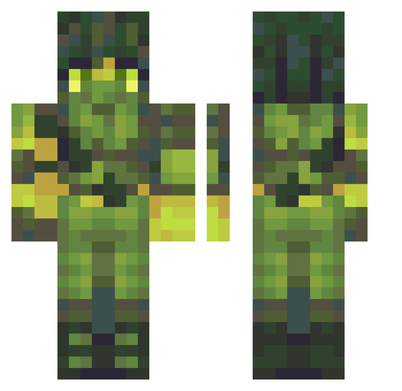 MegaBigGains Minecraft skin, front and back view