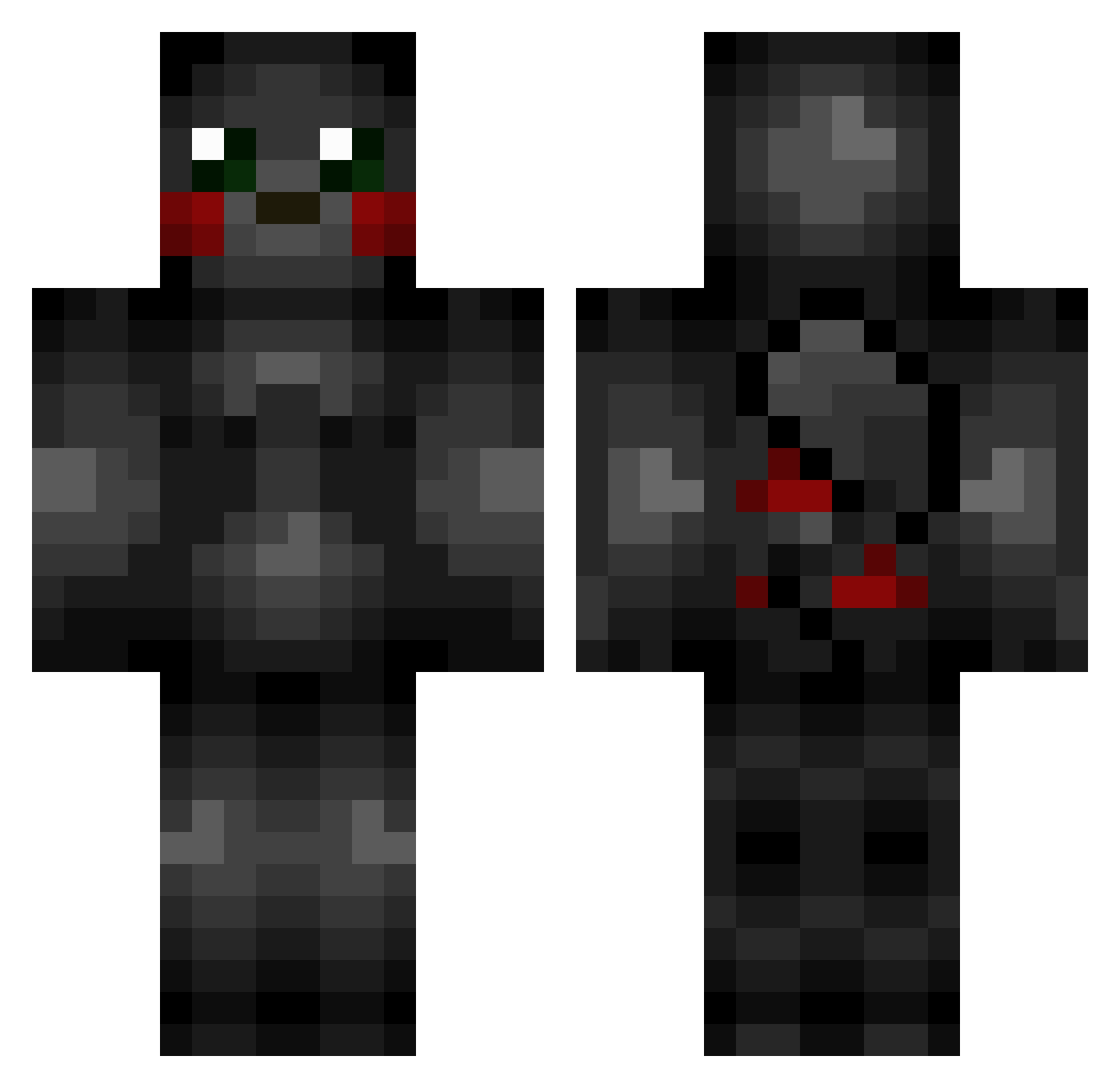 Macro Minecraft skin, front and back view