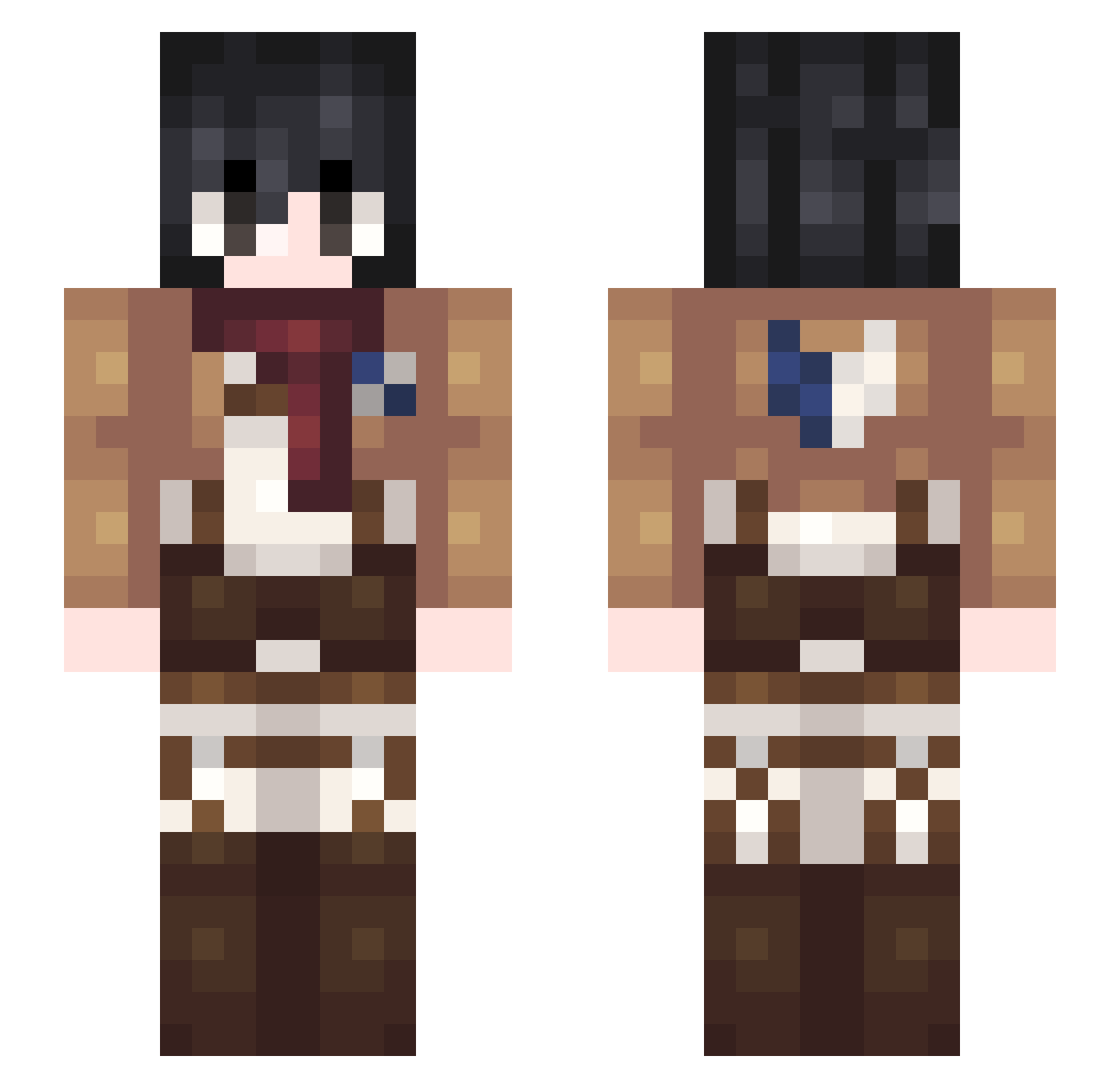 WaretaGarasu Minecraft skin, front and back view