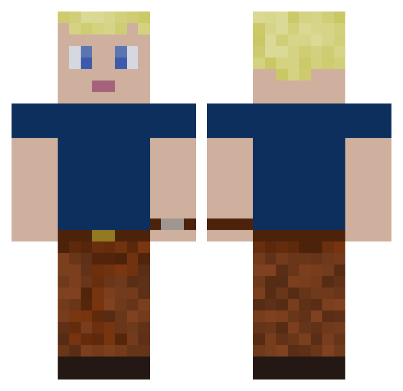 UnkarPlutt Minecraft skin, front and back view