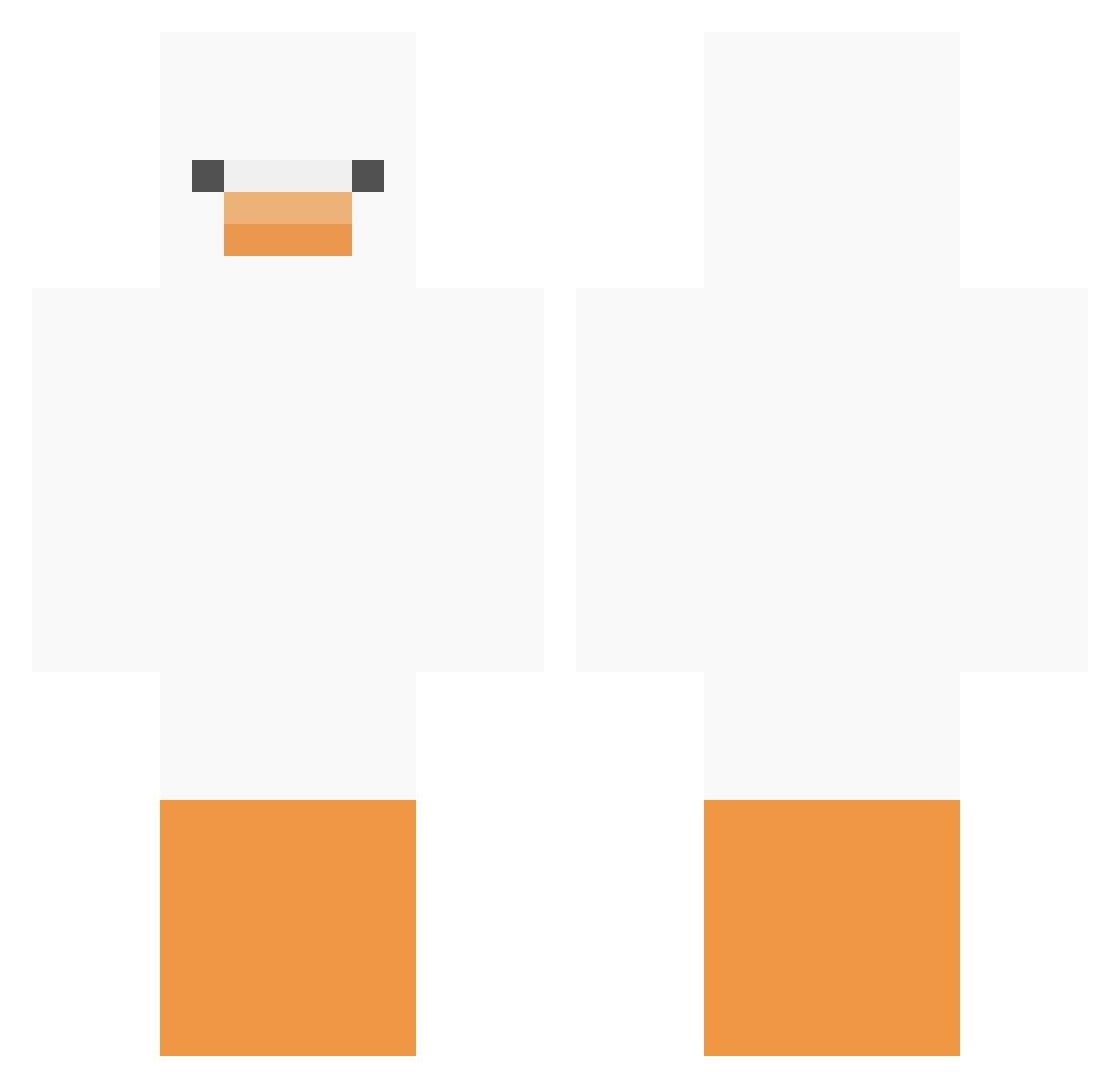 WeakestMingo Minecraft skin, front and back view
