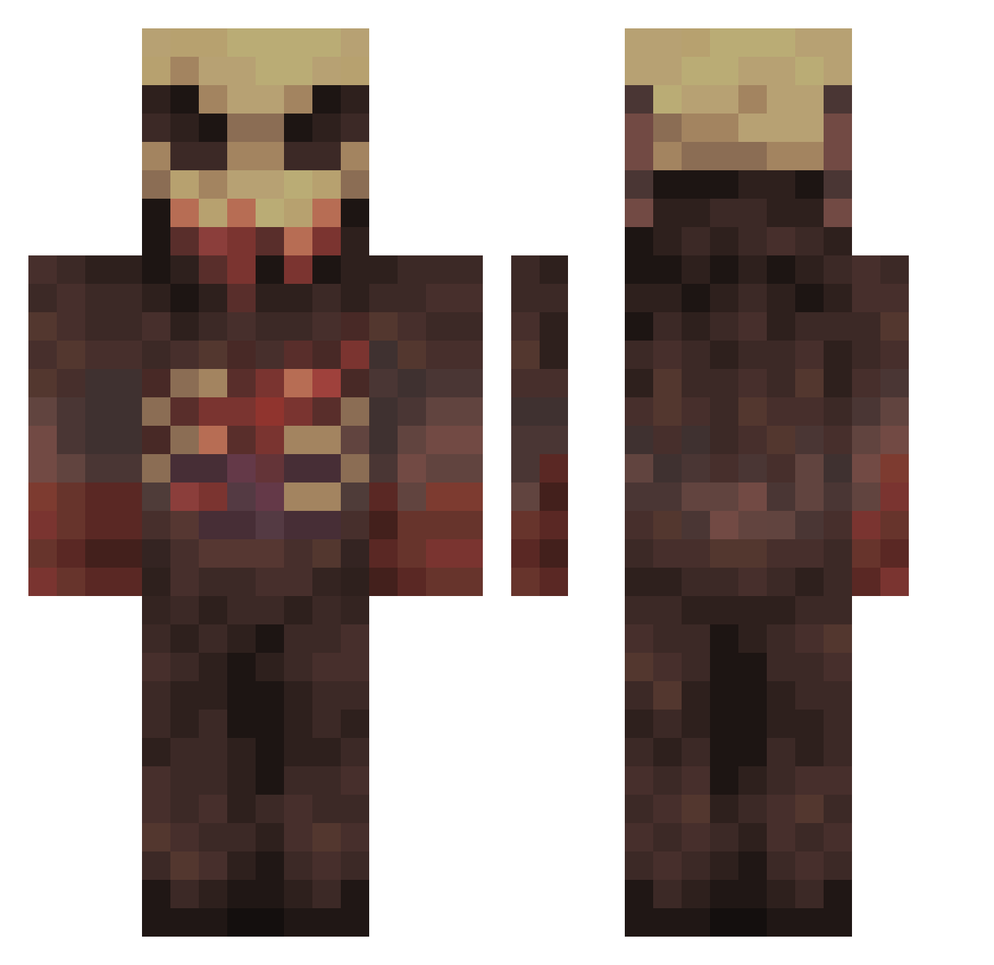 MrWendigo27 Minecraft skin, front and back view