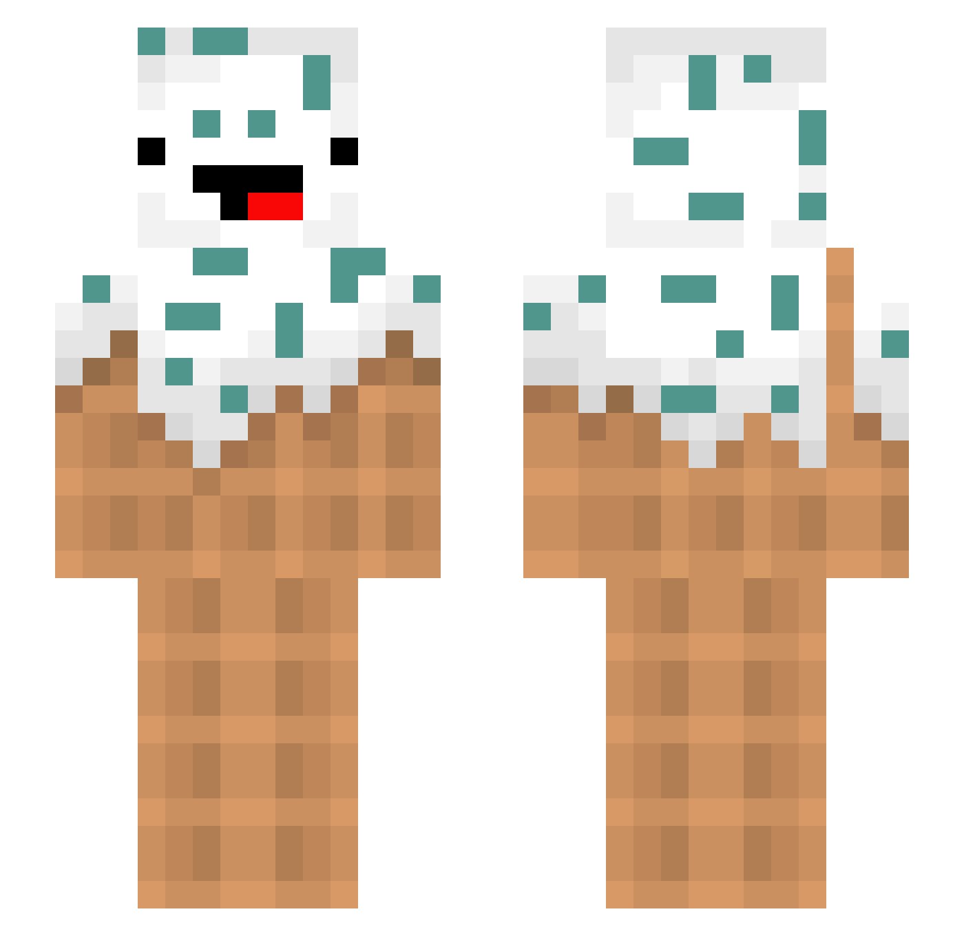 Oligator Minecraft skin, front and back view