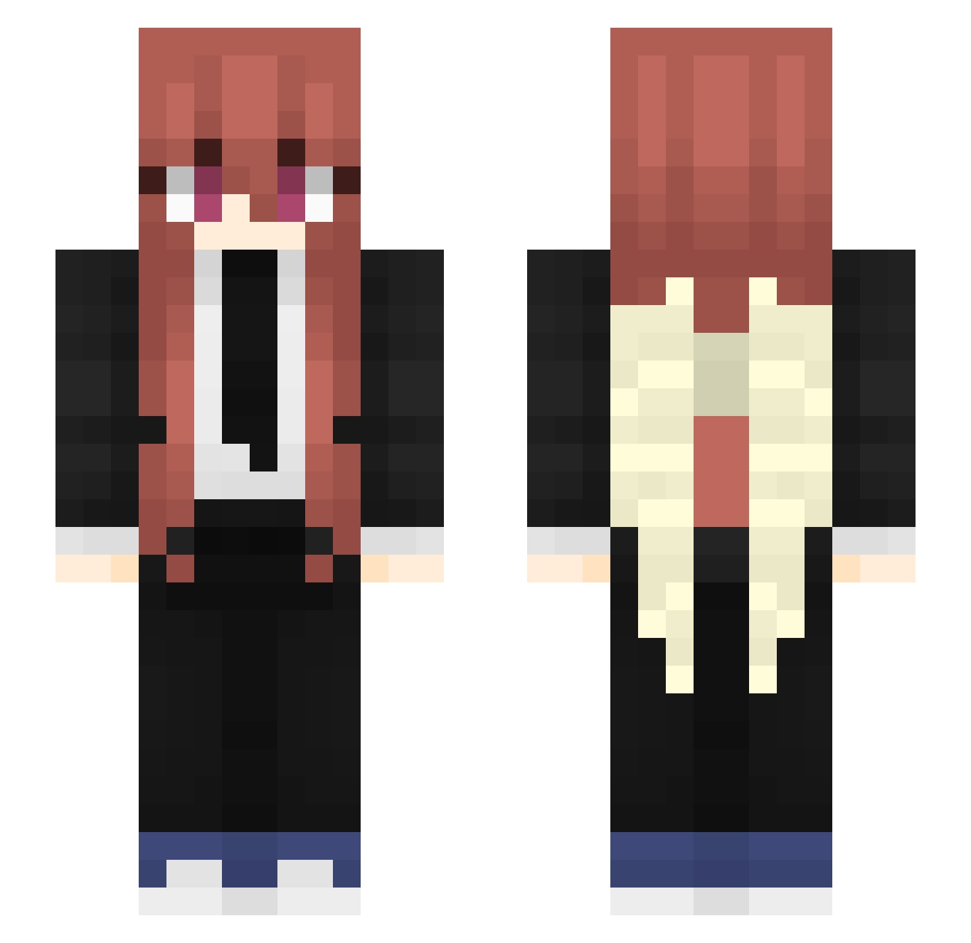 Its_Aki Minecraft skin, front and back view