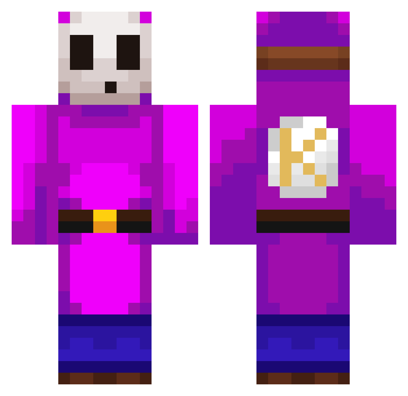 Kevinsky69 Minecraft skin, front and back view