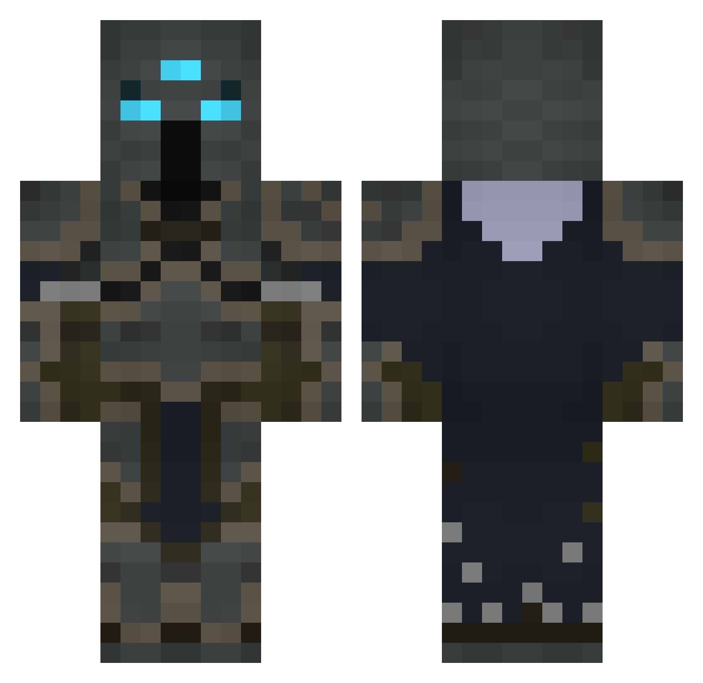 Shackos Minecraft skin, front and back view