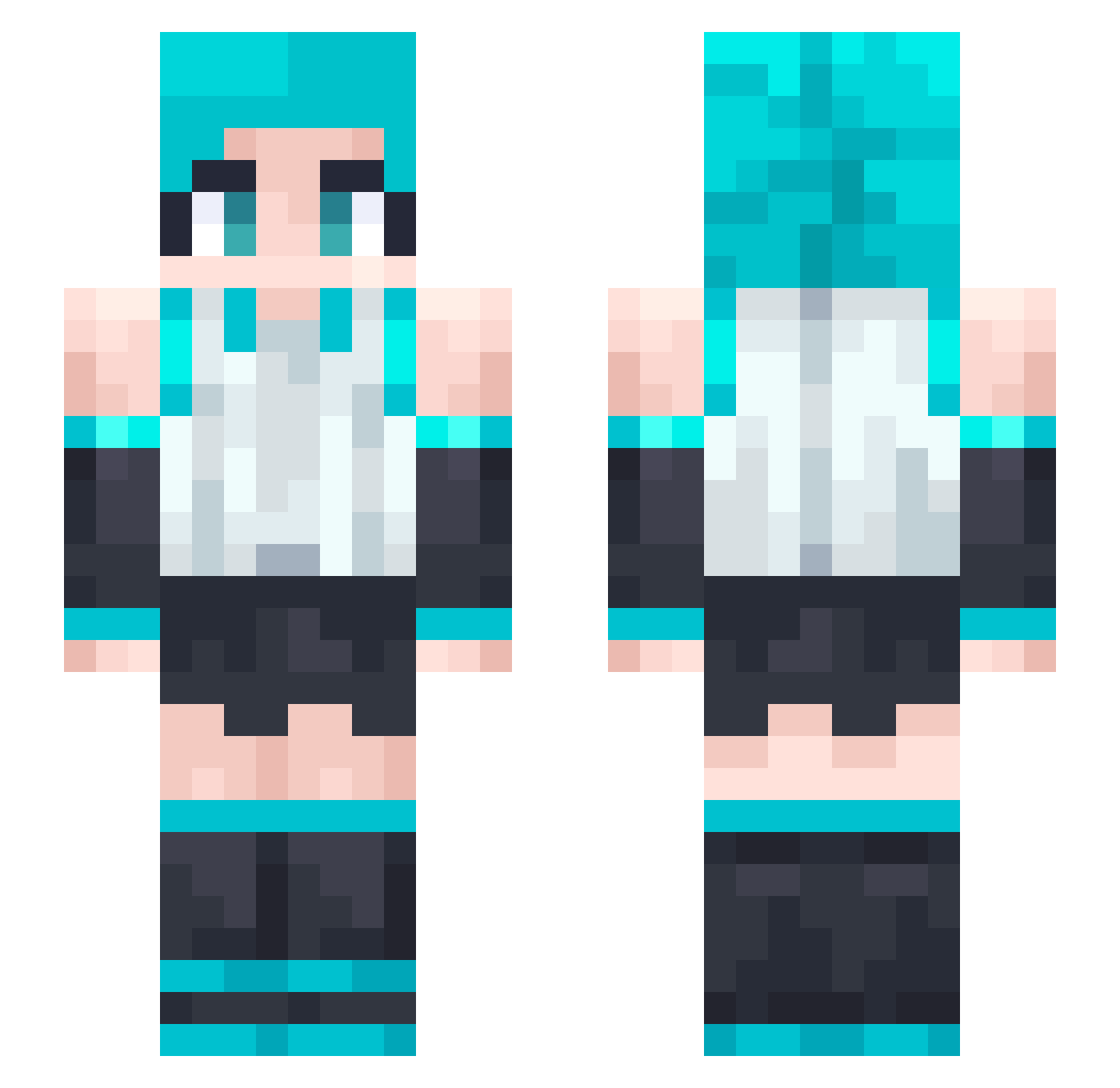Wicked017 Minecraft skin, front and back view