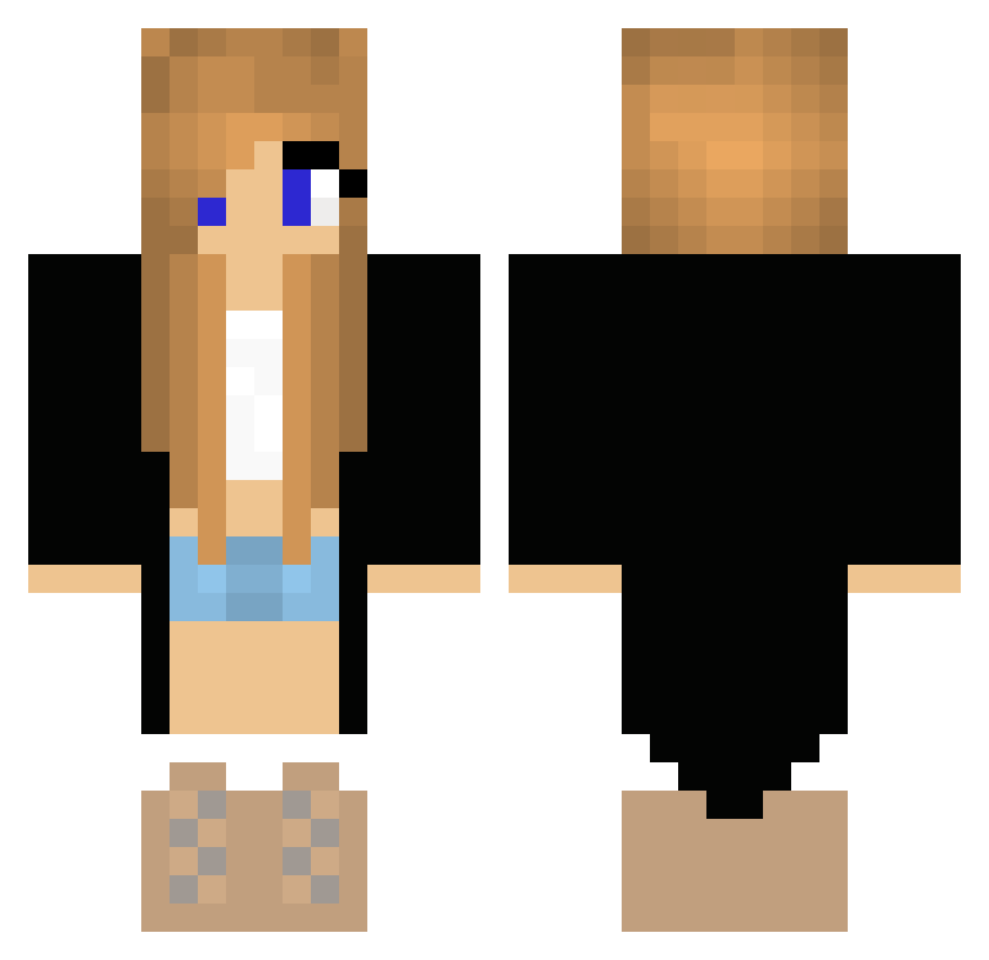 RaspberrySpace Minecraft skin, front and back view