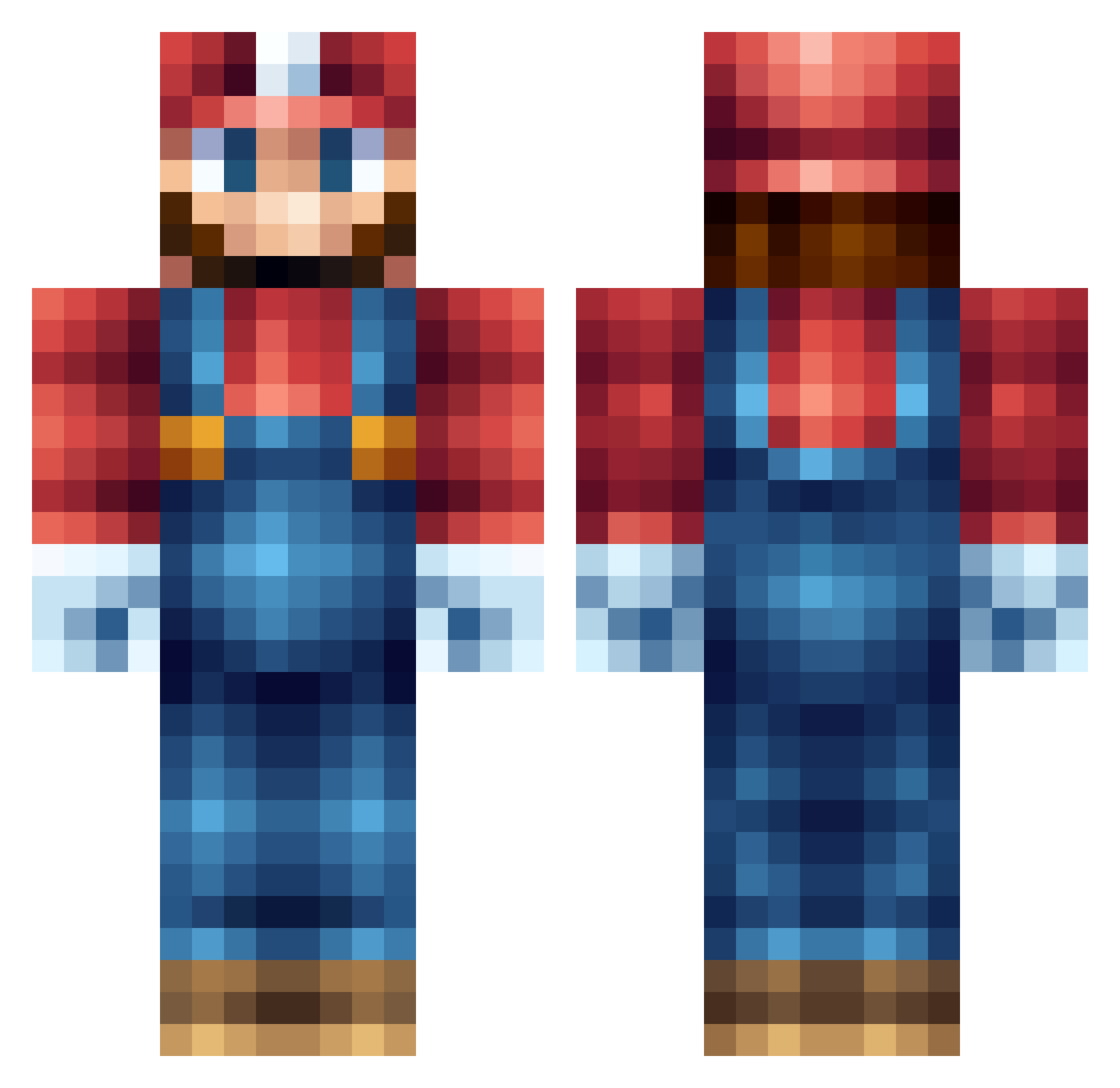 Oldmanbeaver Minecraft skin, front and back view