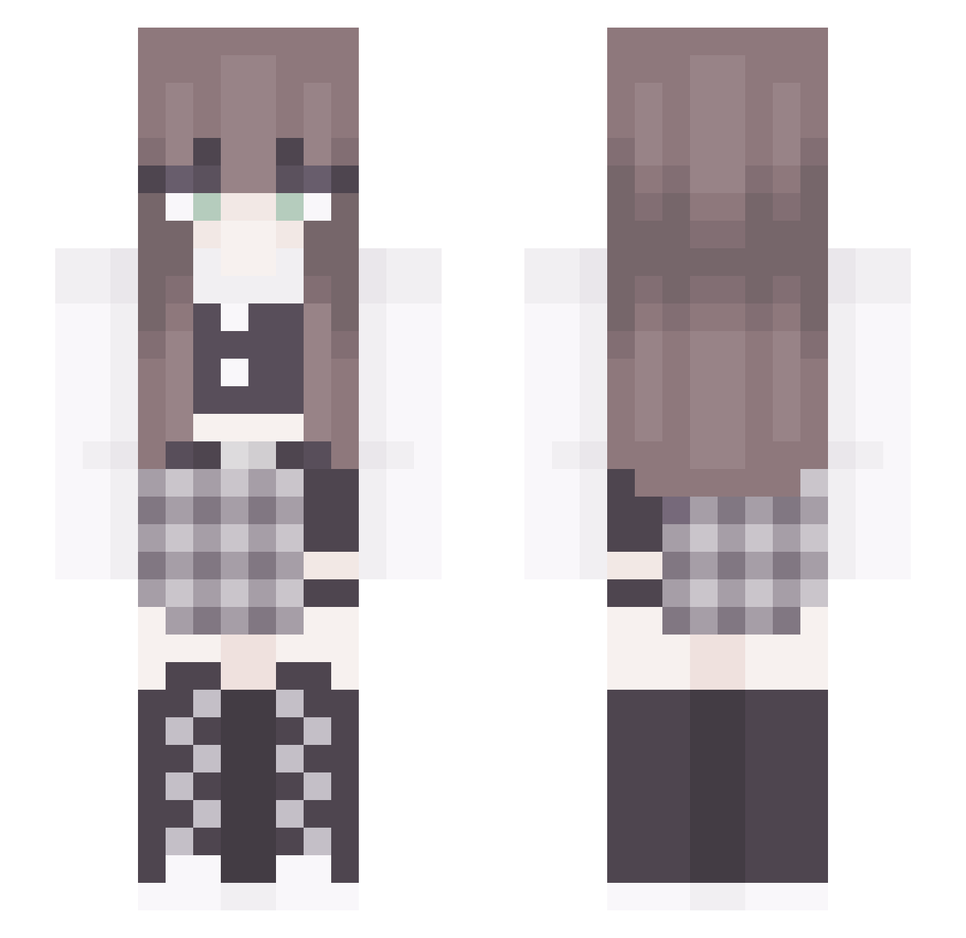 sillybnuuy Minecraft skin, front and back view