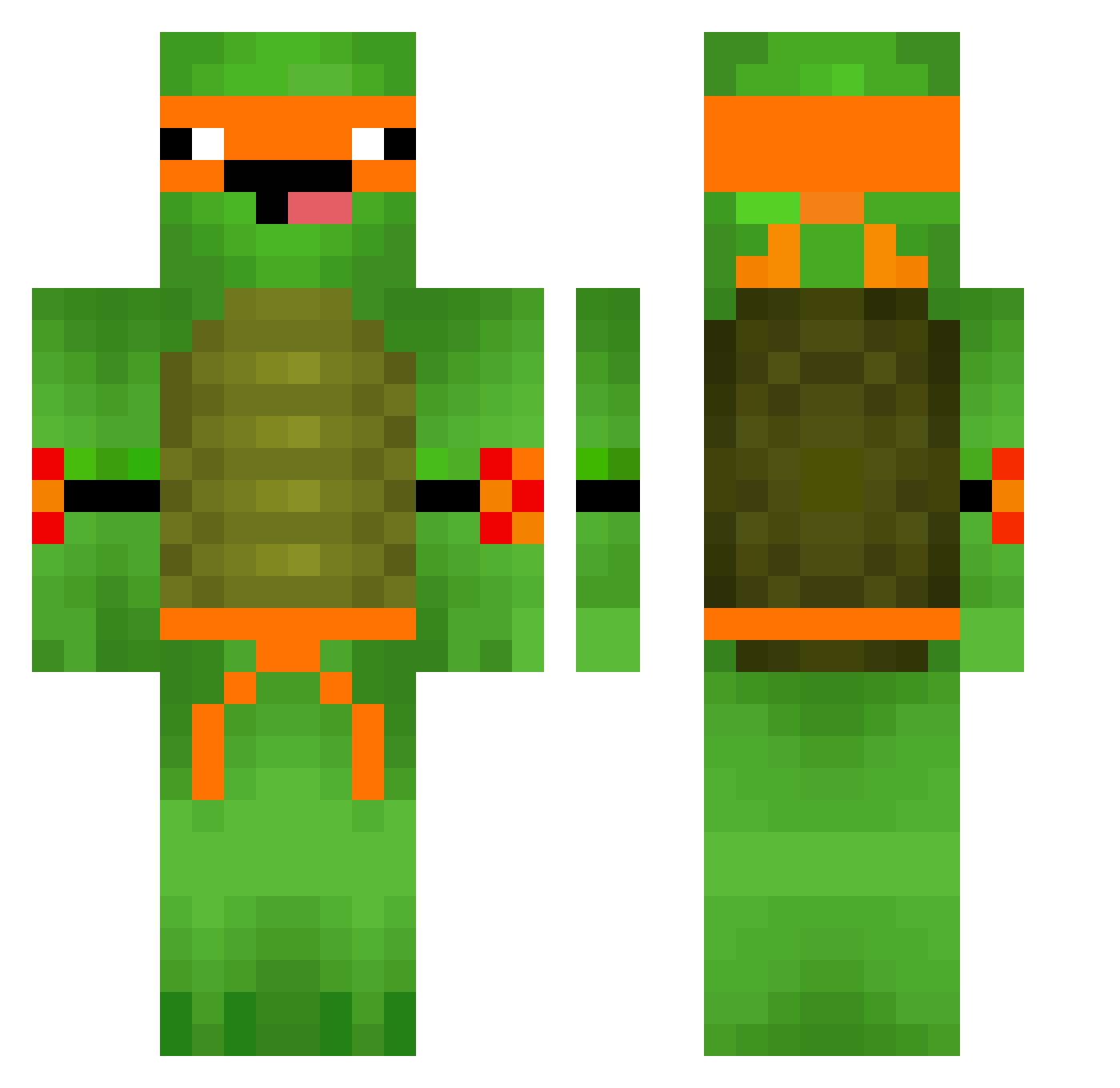 Flashi_upo Minecraft skin, front and back view