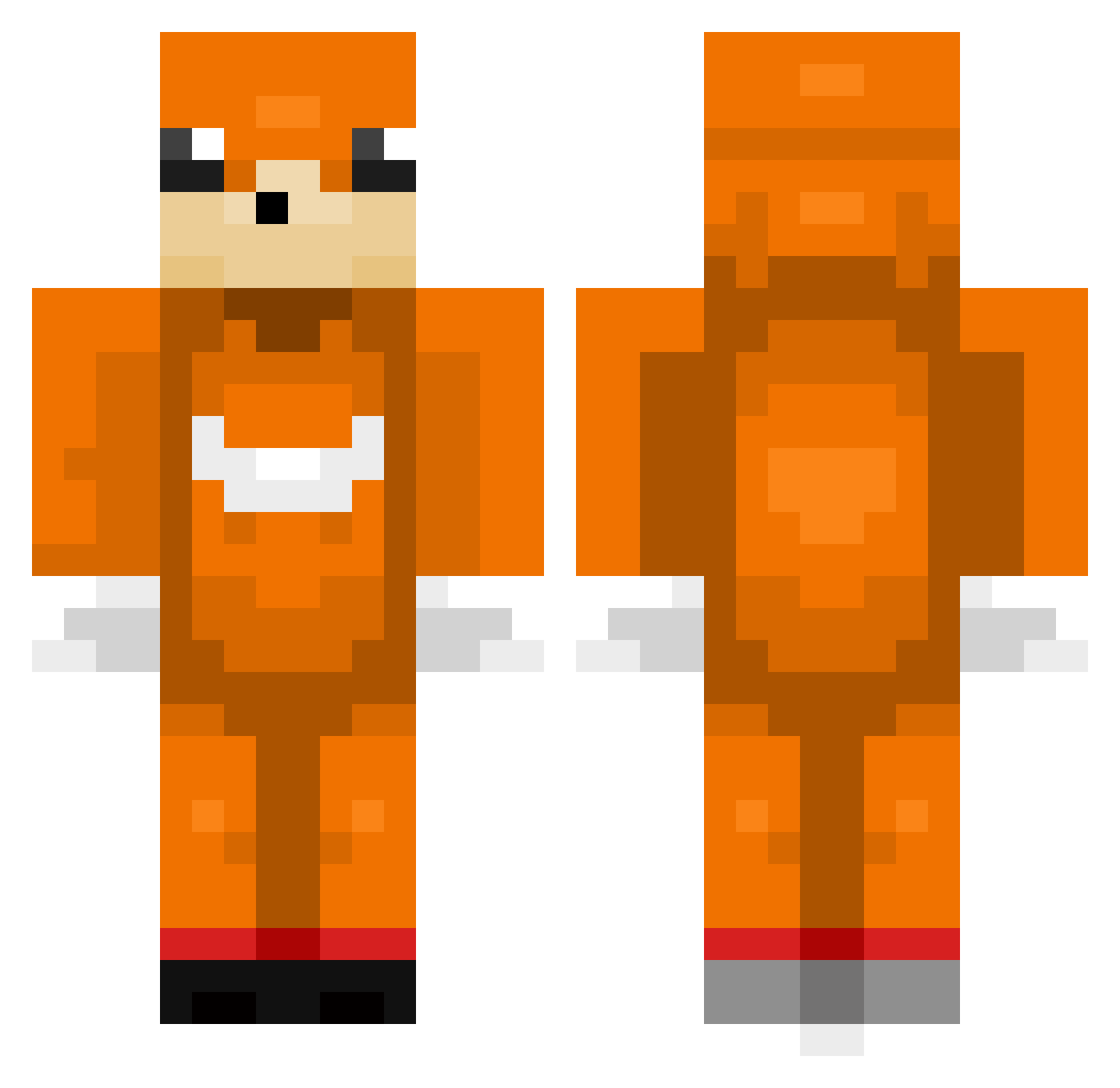 XEENND Minecraft skin, front and back view