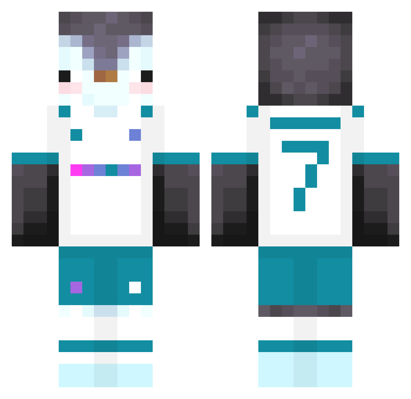 DieNessy Minecraft skin, front and back view