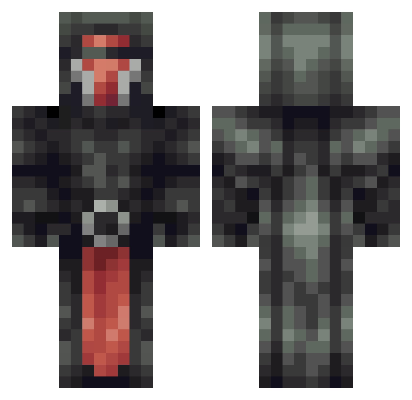 Hyperconjugation Minecraft skin, front and back view