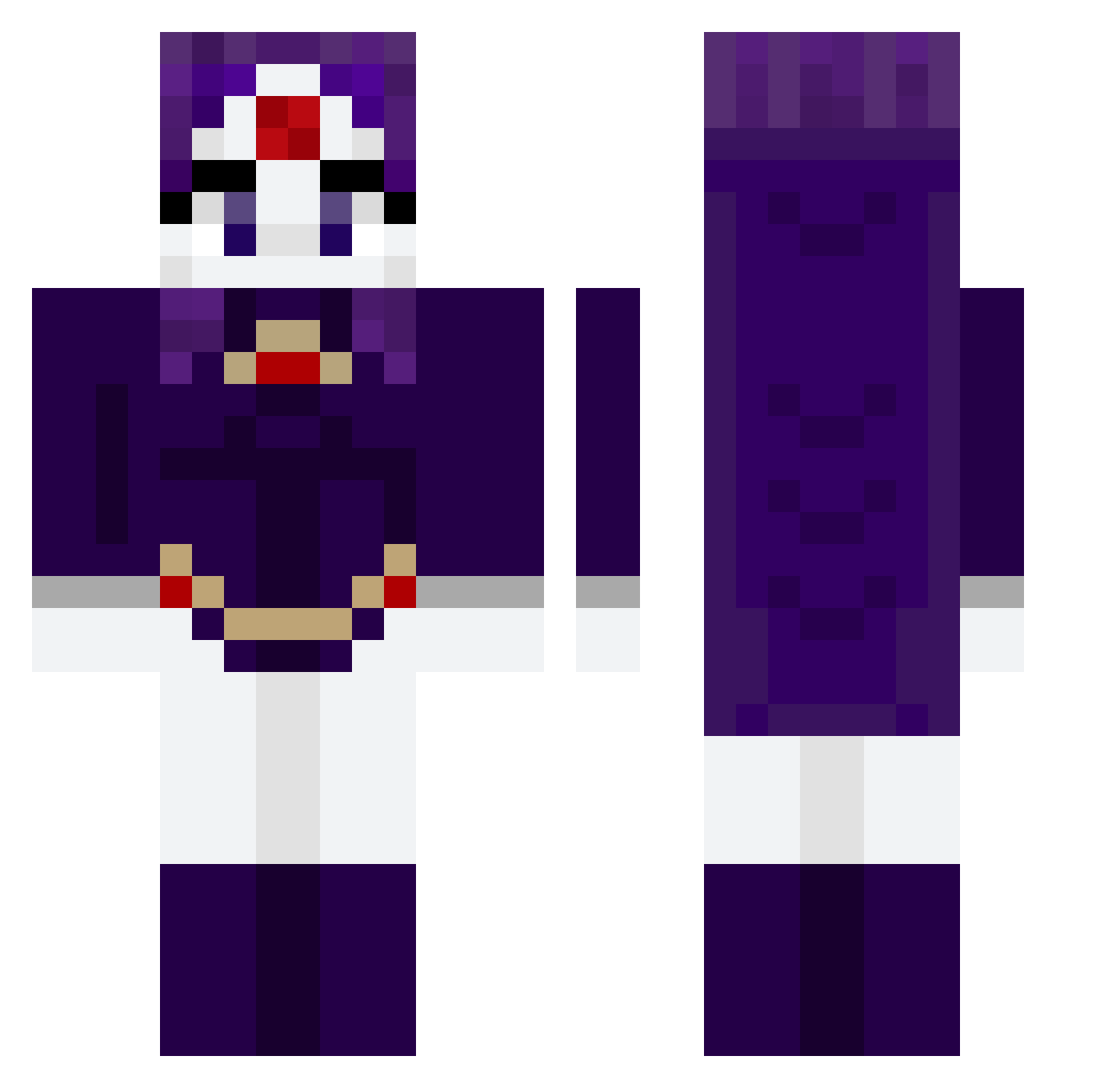 DOUBL3K1LL2 Minecraft skin, front and back view