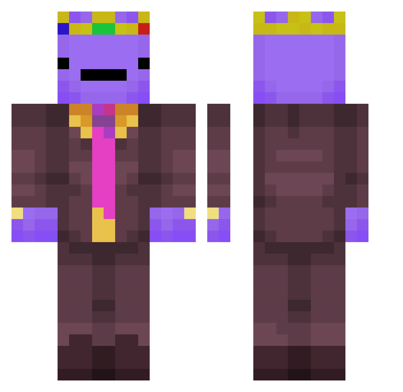 FearExotic Minecraft skin, front and back view