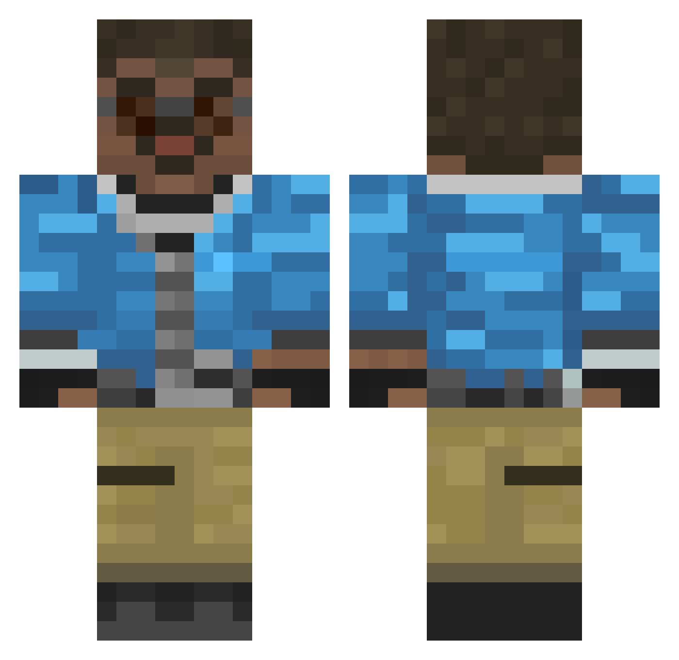 Nerr1S Minecraft skin, front and back view