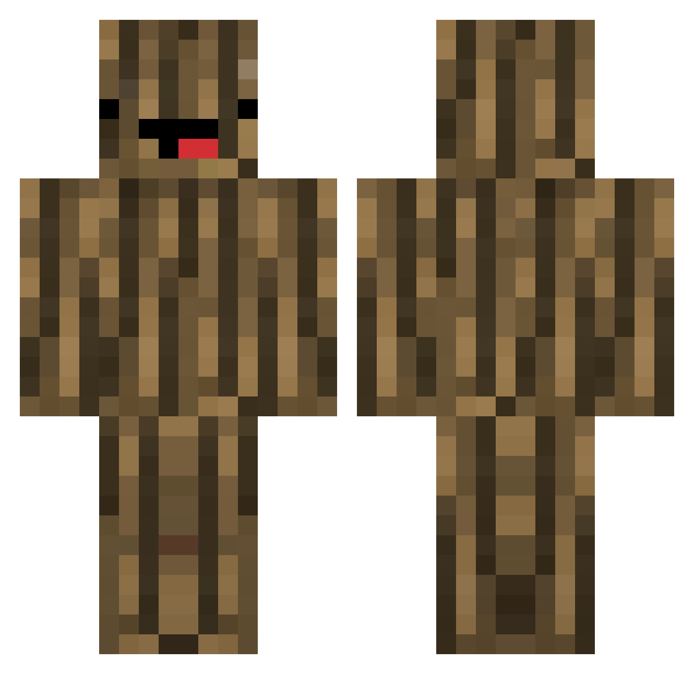 Hamster Minecraft skin, front and back view