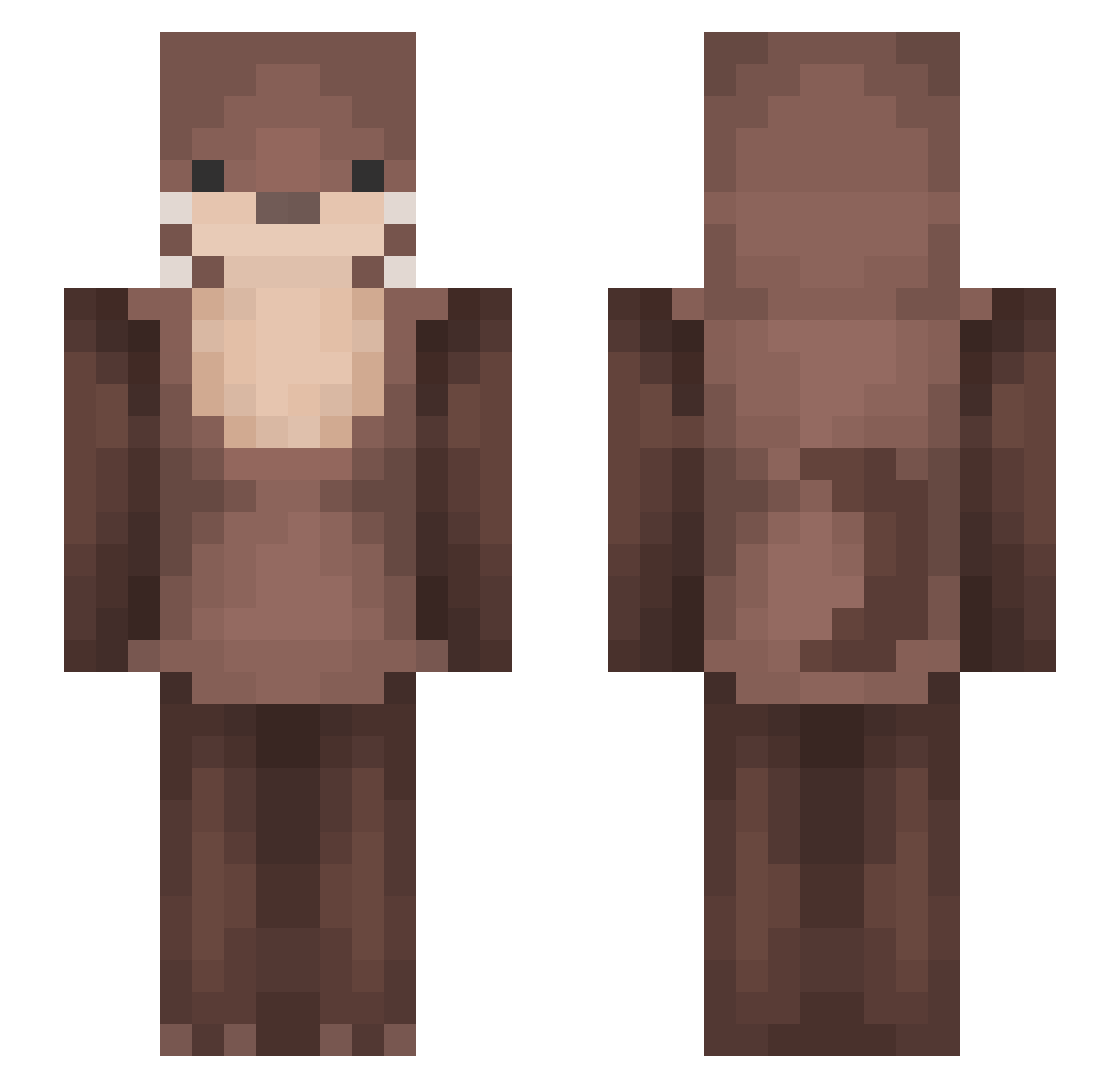 Otter Minecraft skin, front and back view