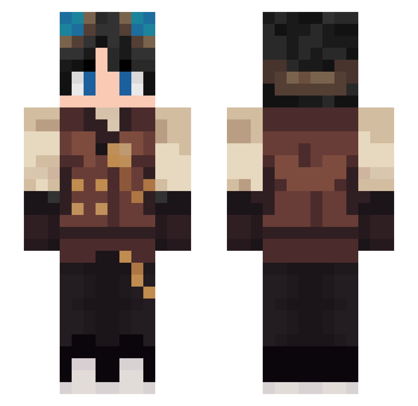 TorienMC Minecraft skin, front and back view