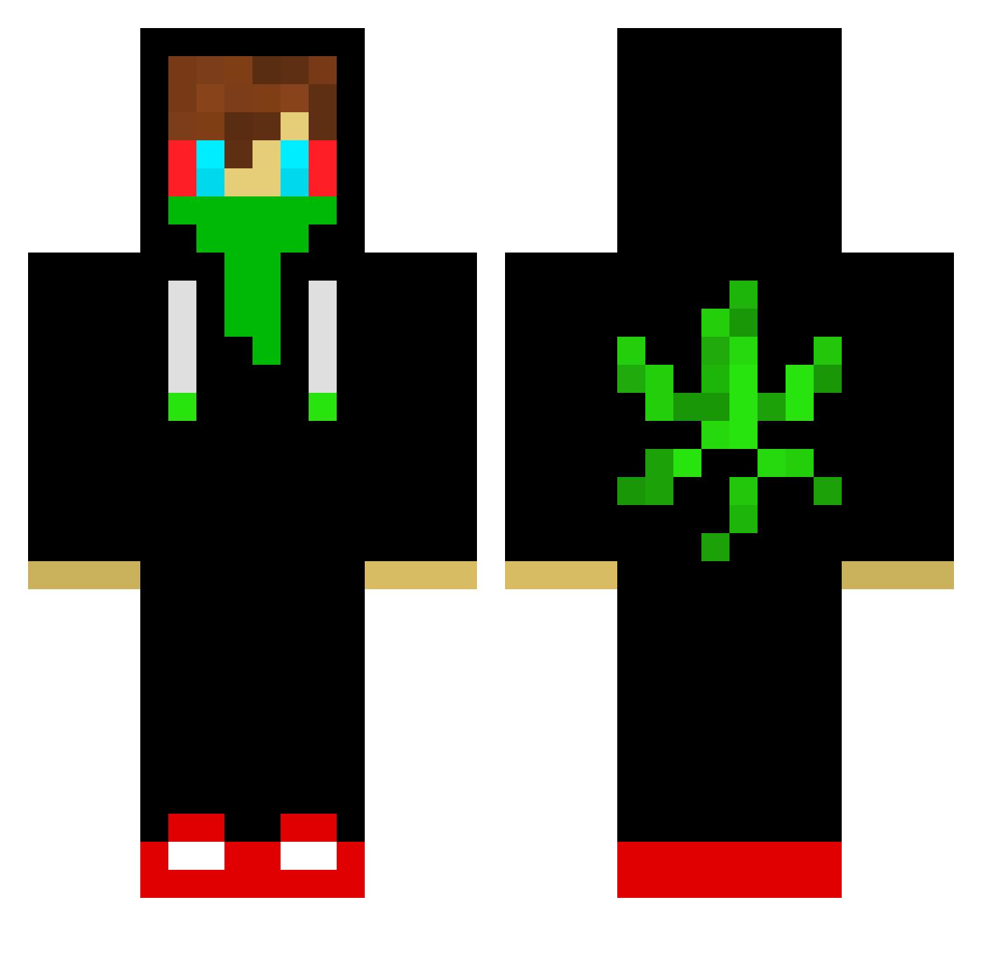 unpaid_bud Minecraft skin, front and back view