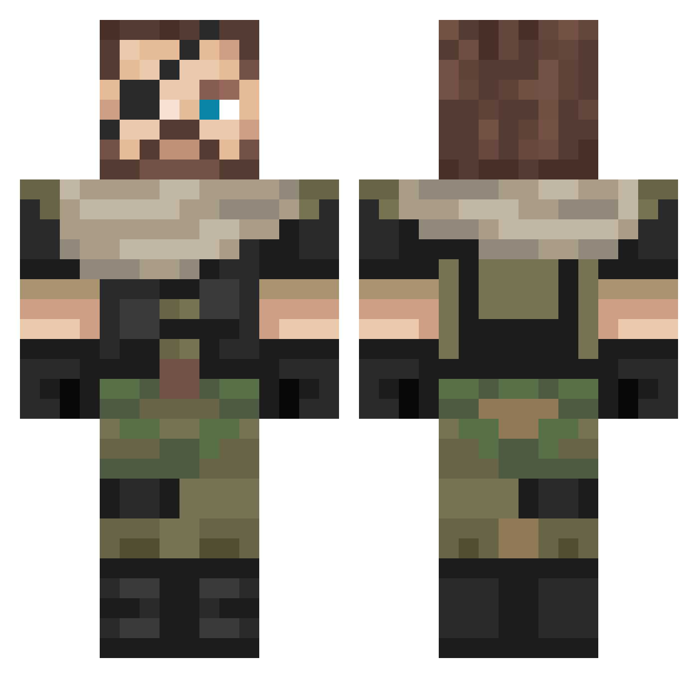 retrowolfstar Minecraft skin, front and back view