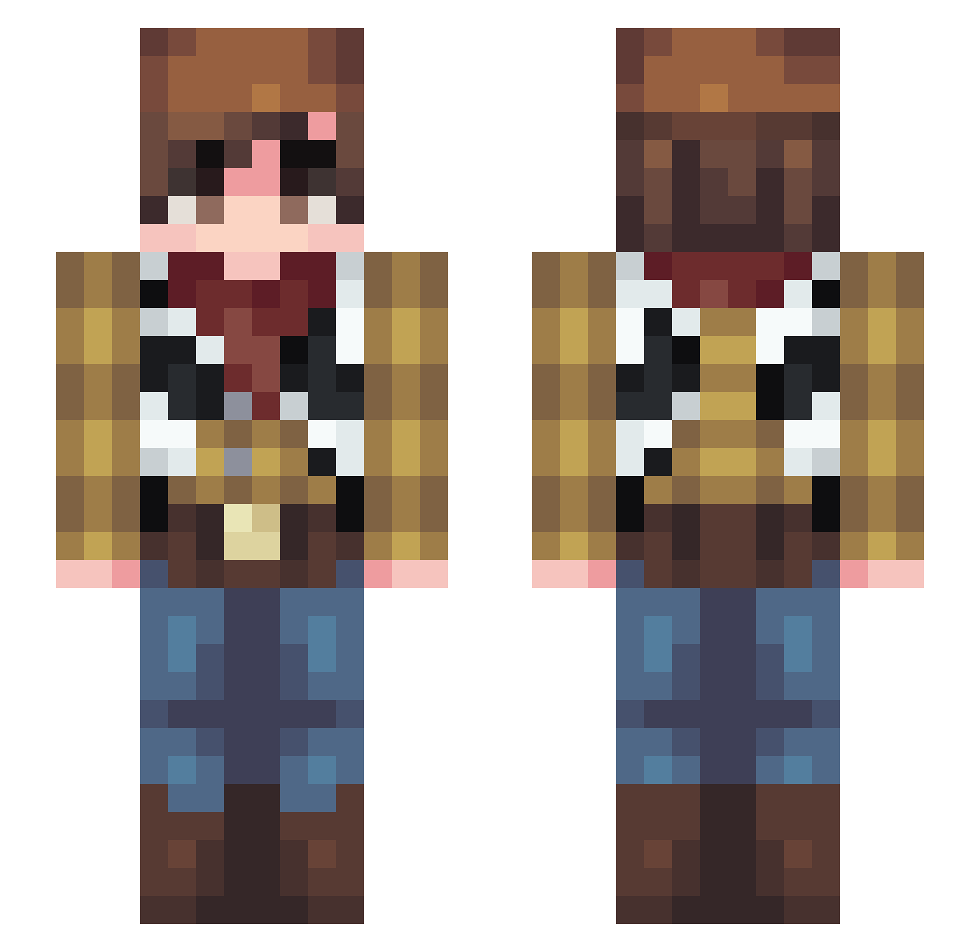 TownSquare Minecraft skin, front and back view