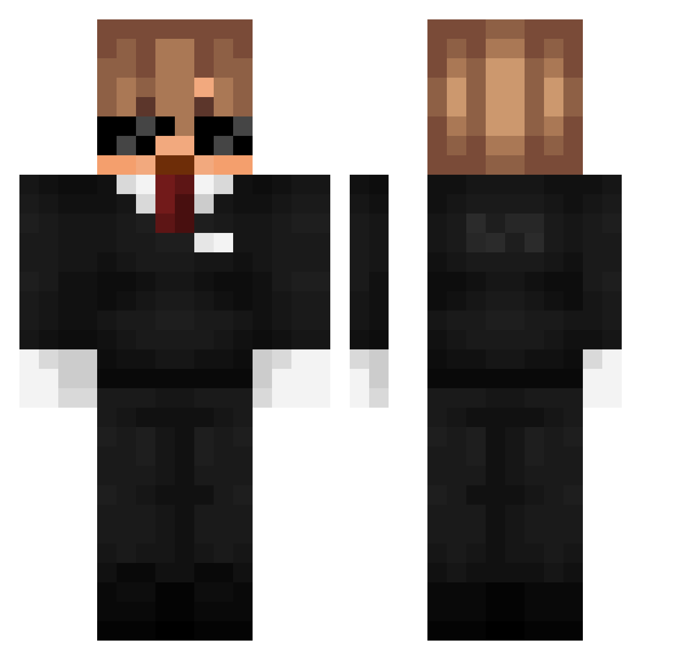 Zircons Minecraft skin, front and back view