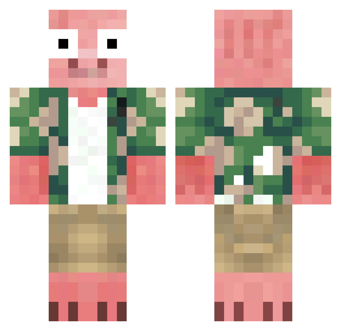 pigothee Minecraft skin, front and back view