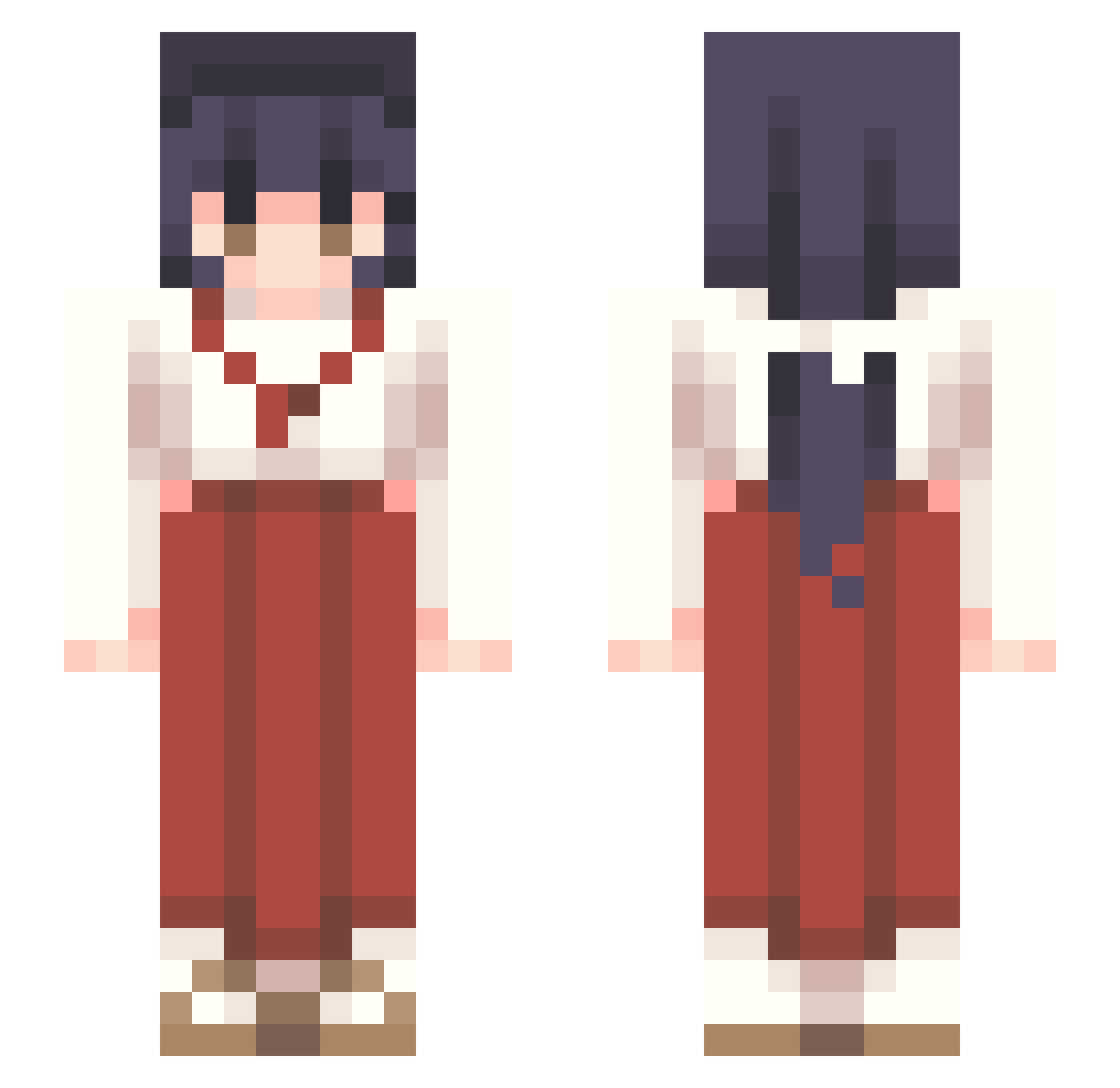 MammaMao Minecraft skin, front and back view