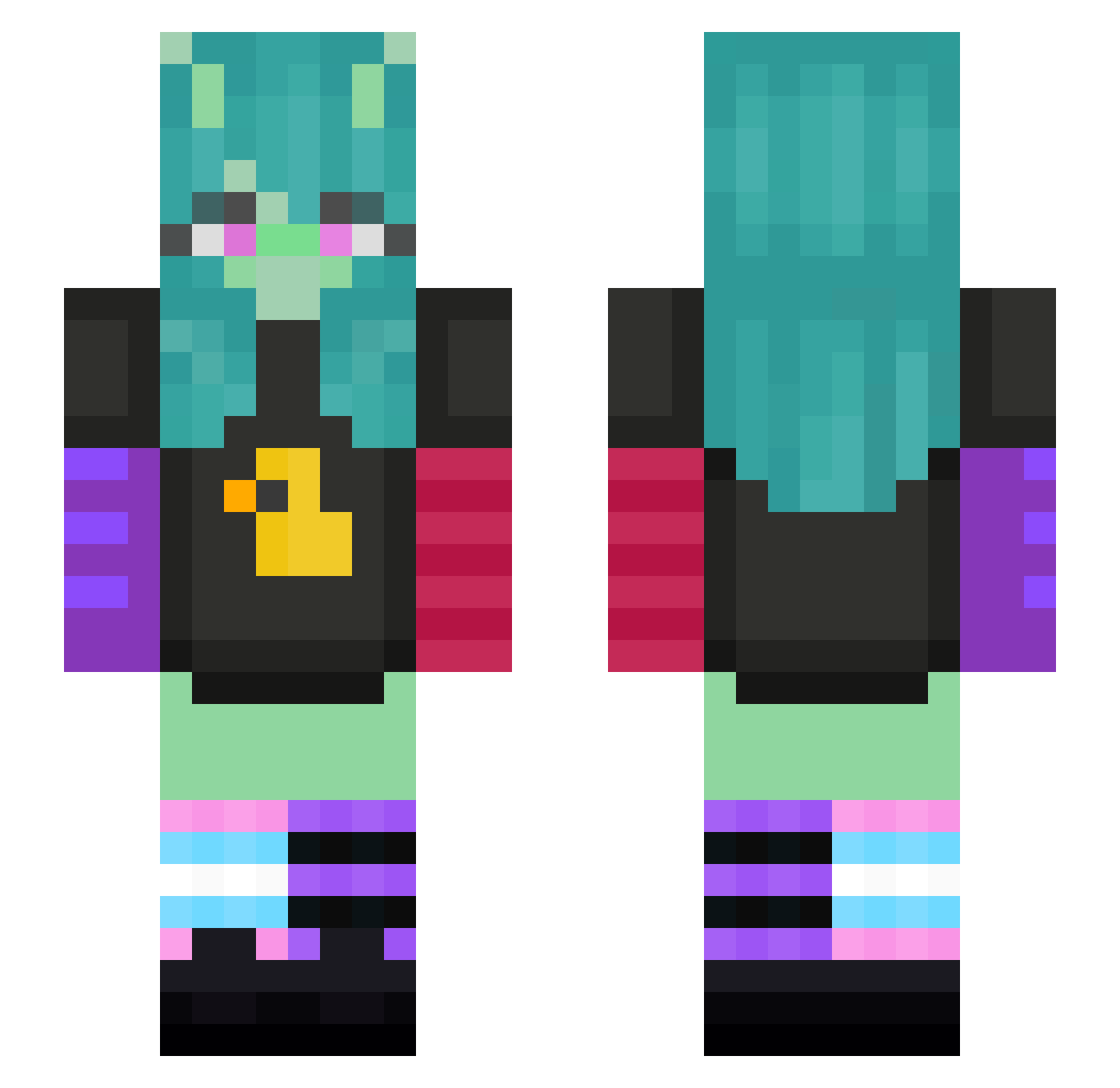 MiodekMalinka Minecraft skin, front and back view