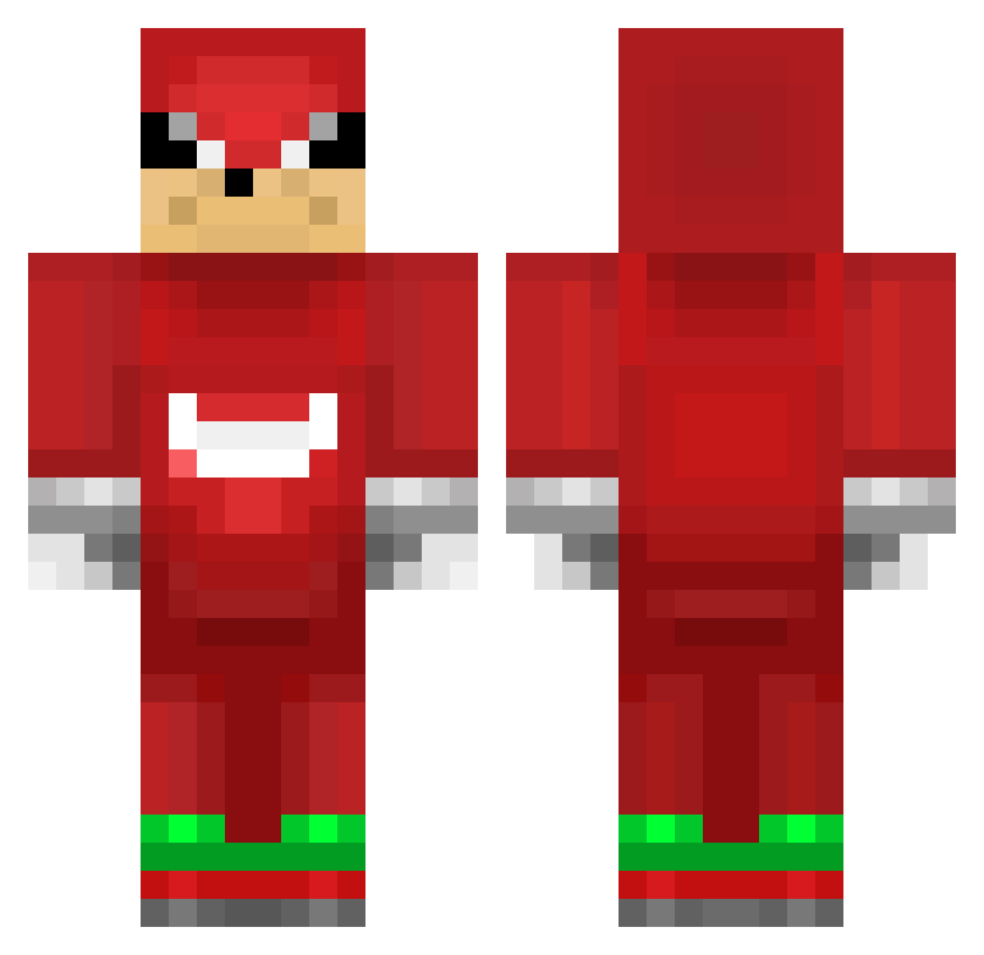 Blockish Minecraft skin, front and back view