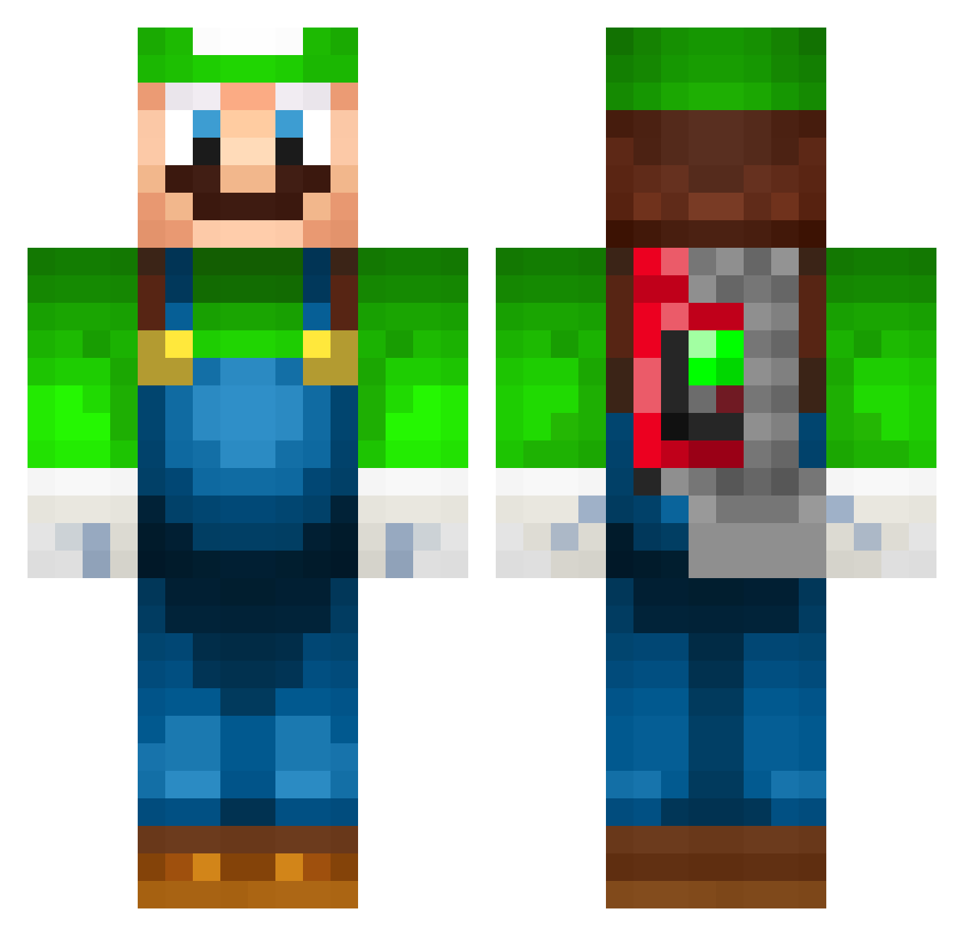 overset Minecraft skin, front and back view