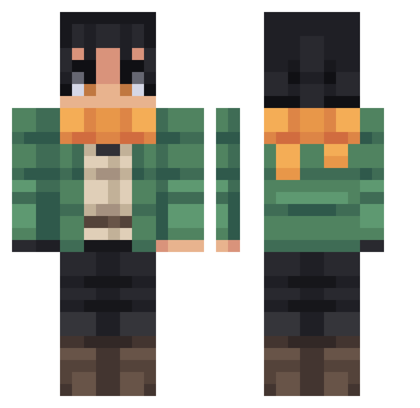 thodoughmuz Minecraft skin, front and back view