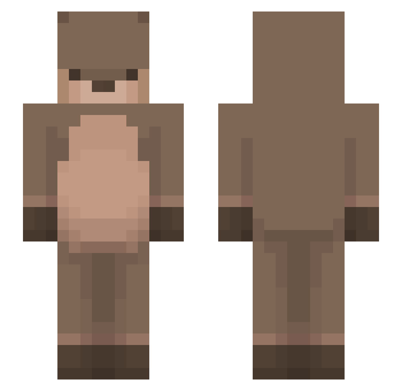 Huhph Minecraft skin, front and back view