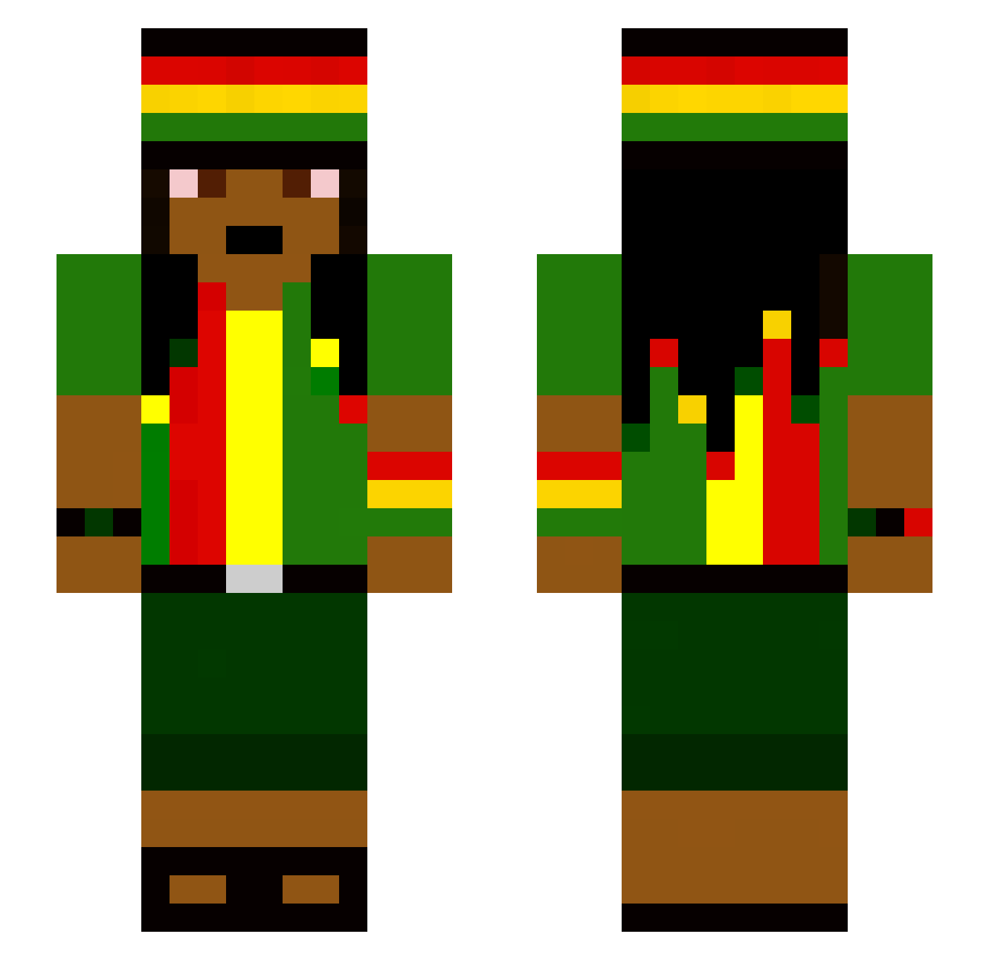 Bombaclaart Minecraft skin, front and back view